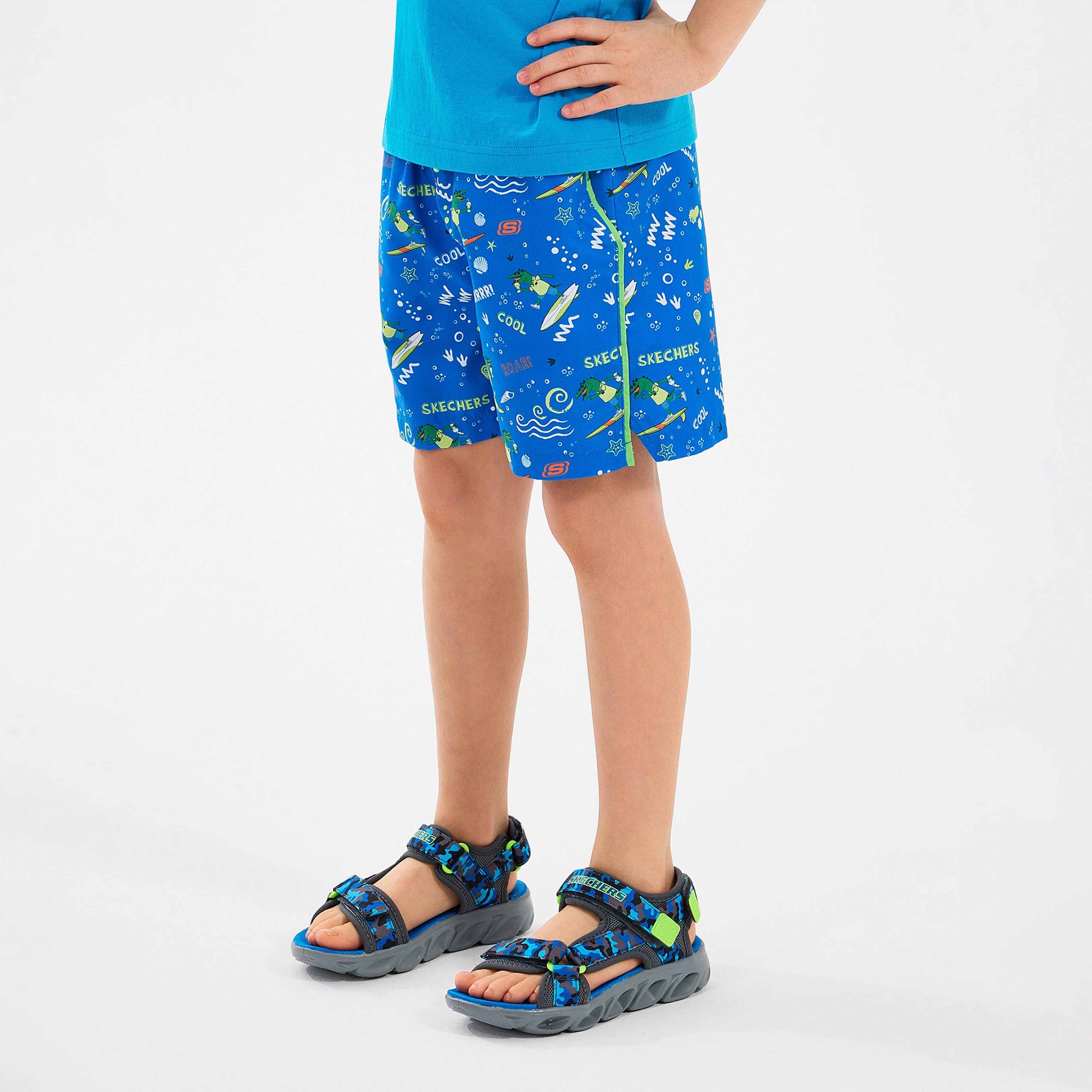 Skechers B5 Inch Allover Print Çocuk Mavi Mayo