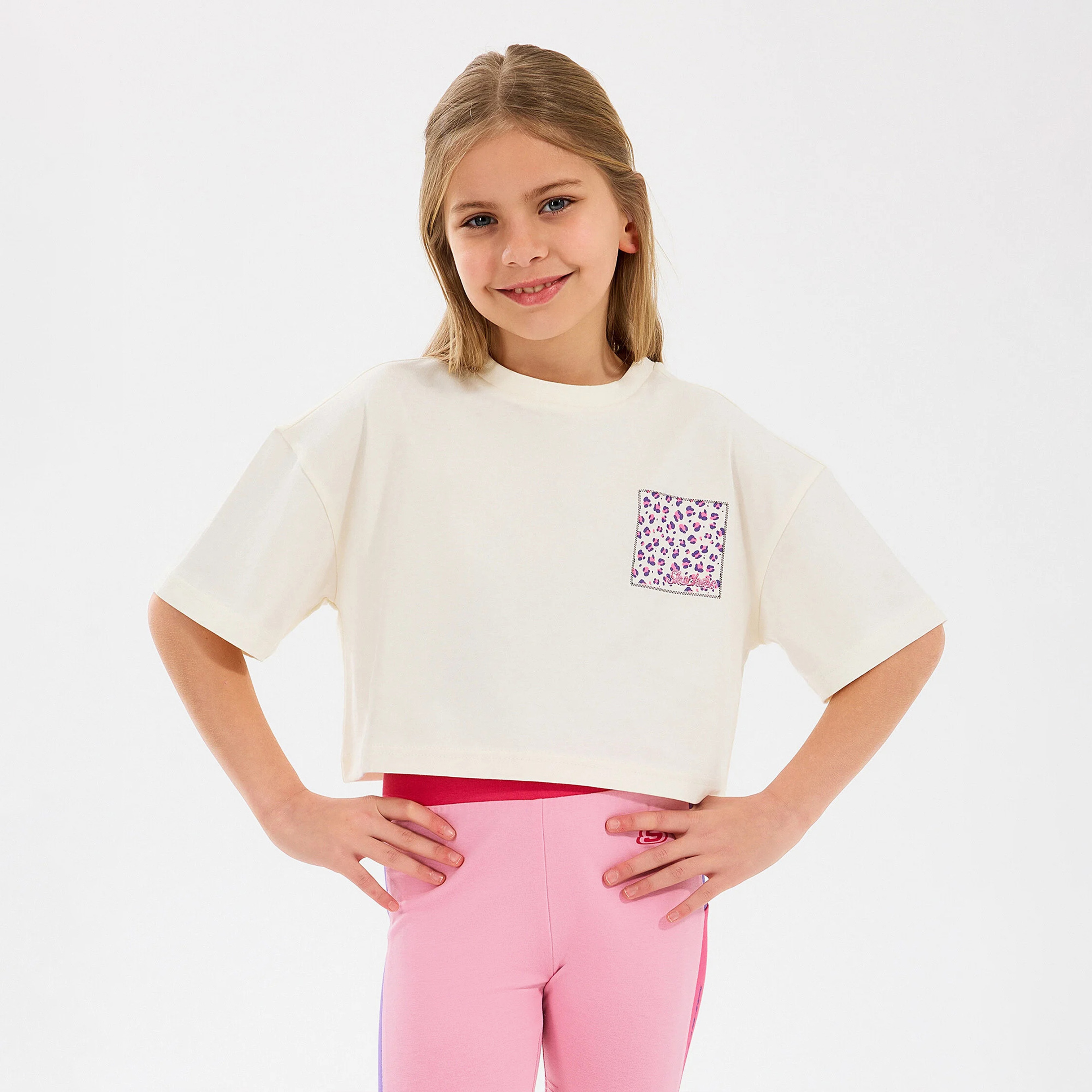 Skechers Graphic Cropped Çocuk Bej T-Shirt