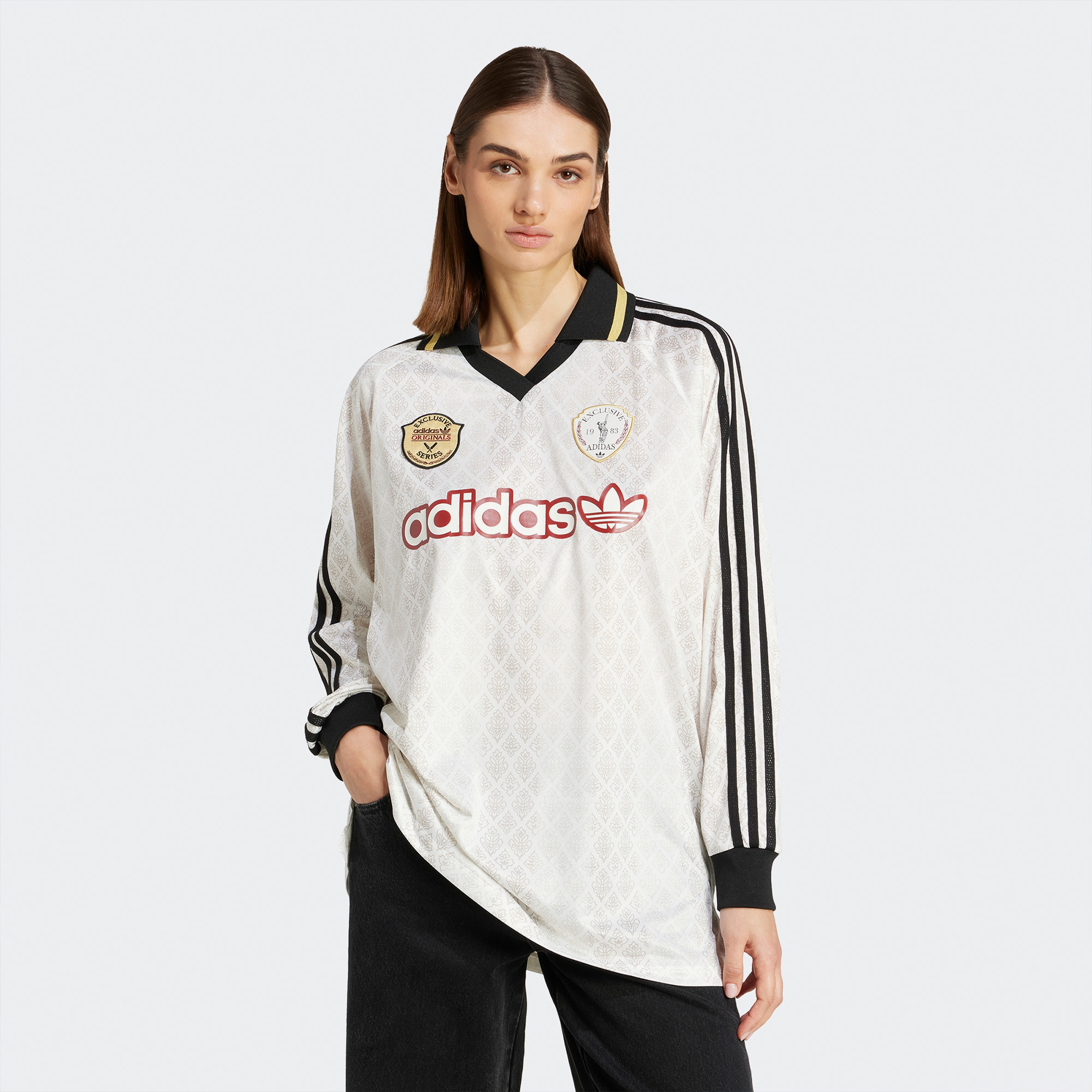 adidas Retro Sport Cricket Inspired Kadın Beyaz Uzun Kollu Forma