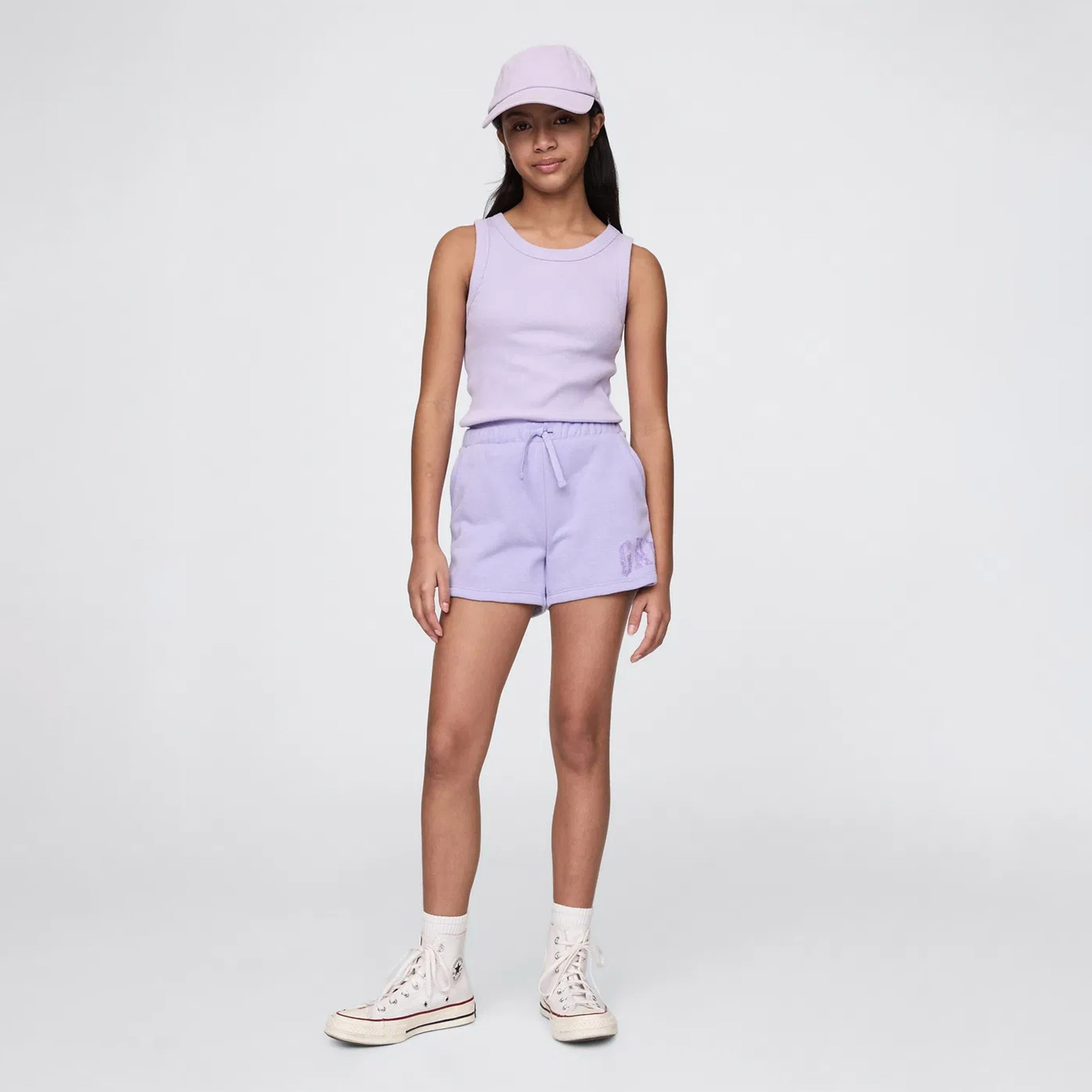 Gap Relaxed Fit French Terry Çocuk Mor Şort