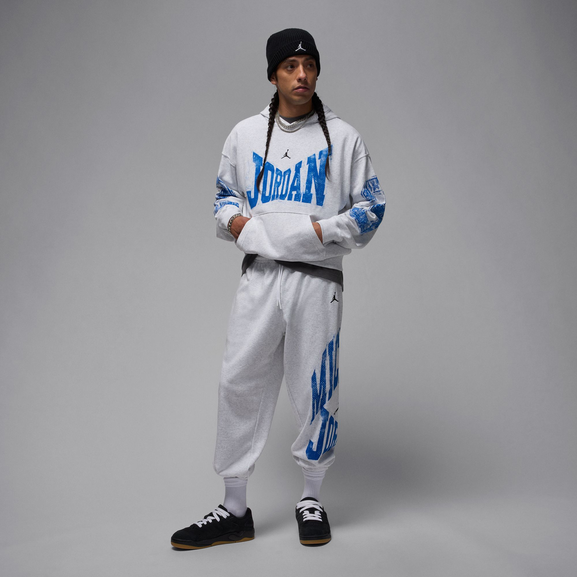 Jordan Brooklyn College Erkek Gri Hoodie