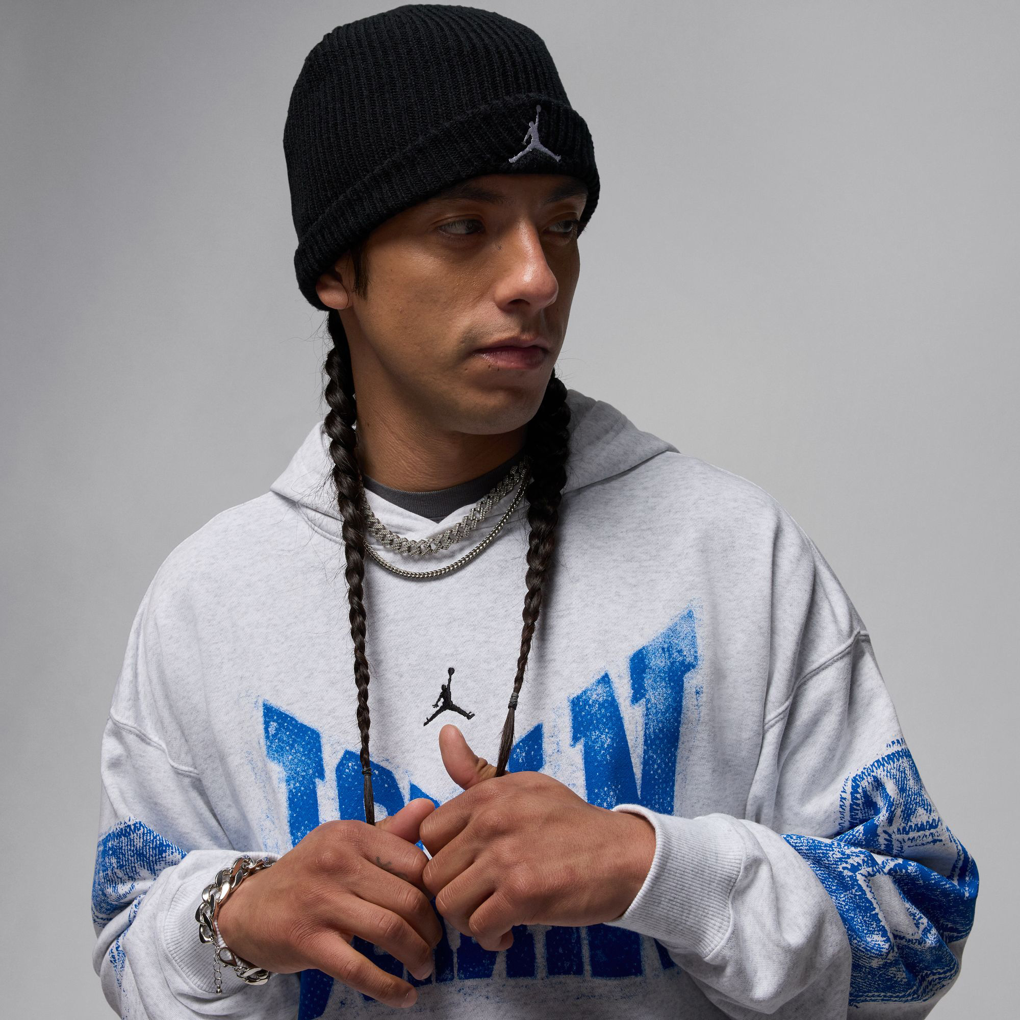 Jordan Brooklyn College Erkek Gri Hoodie