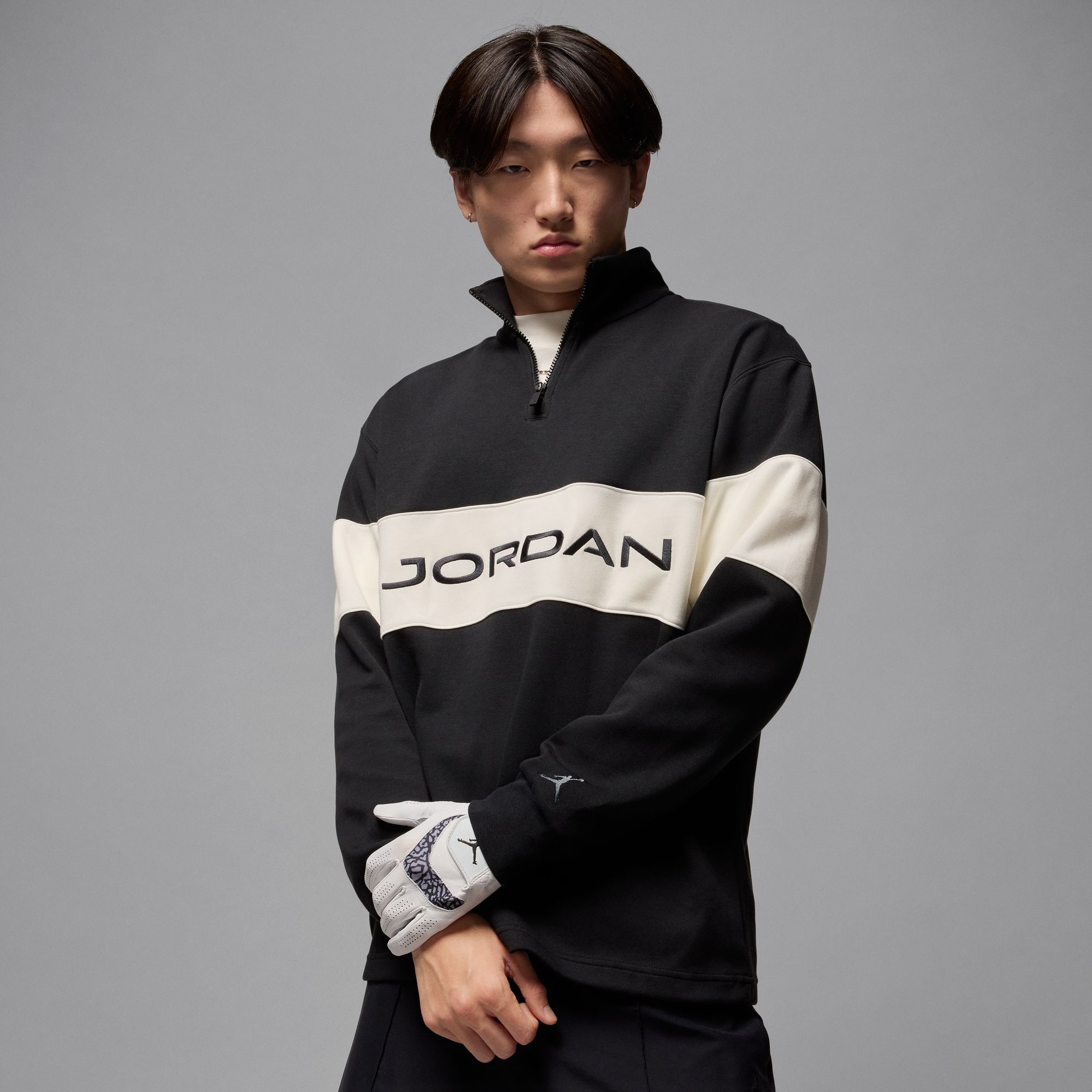 Jordan Sport Yarım Fermuarlı Erkek Siyah Sweatshirt