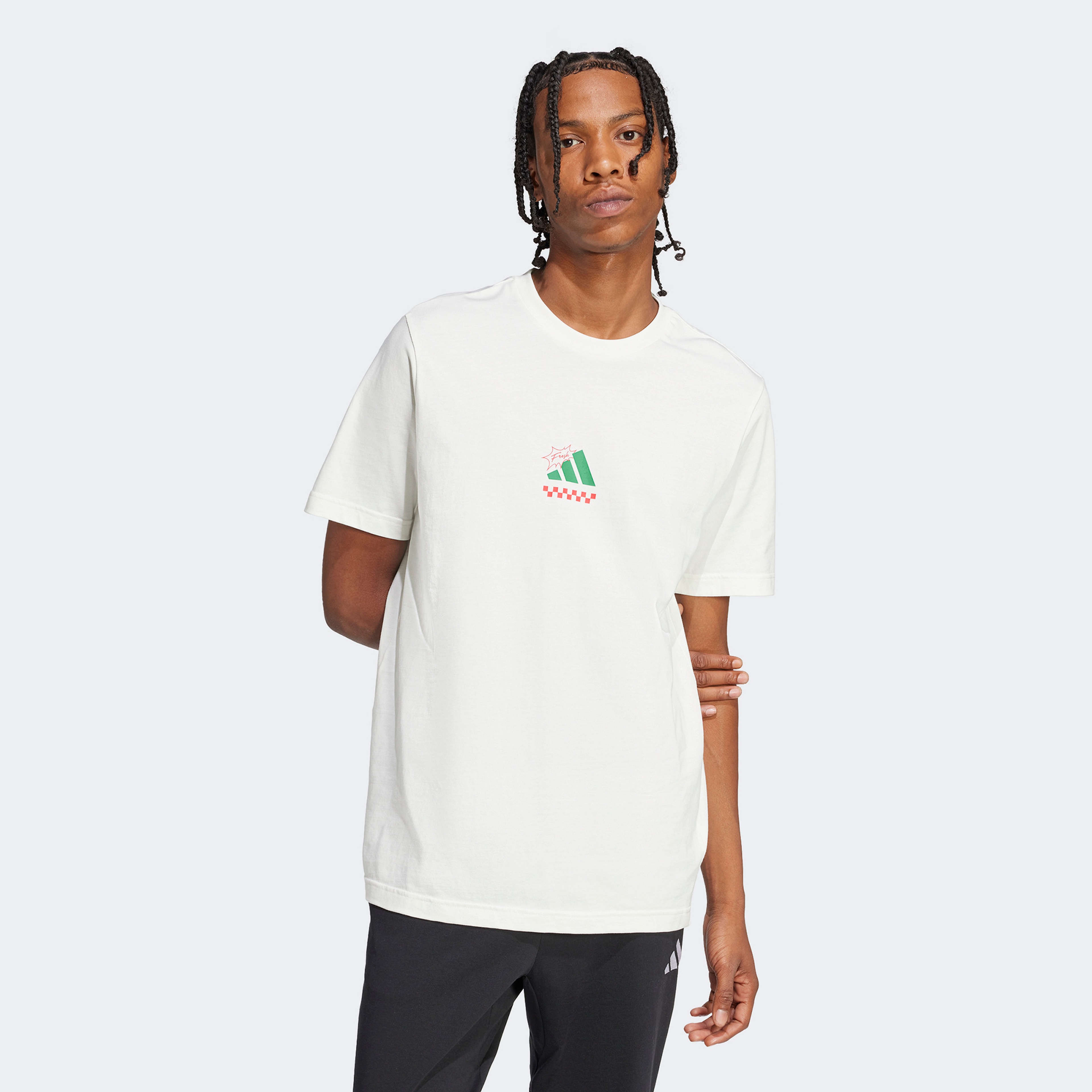 adidas L Pizza Erkek Beyaz T-Shirt