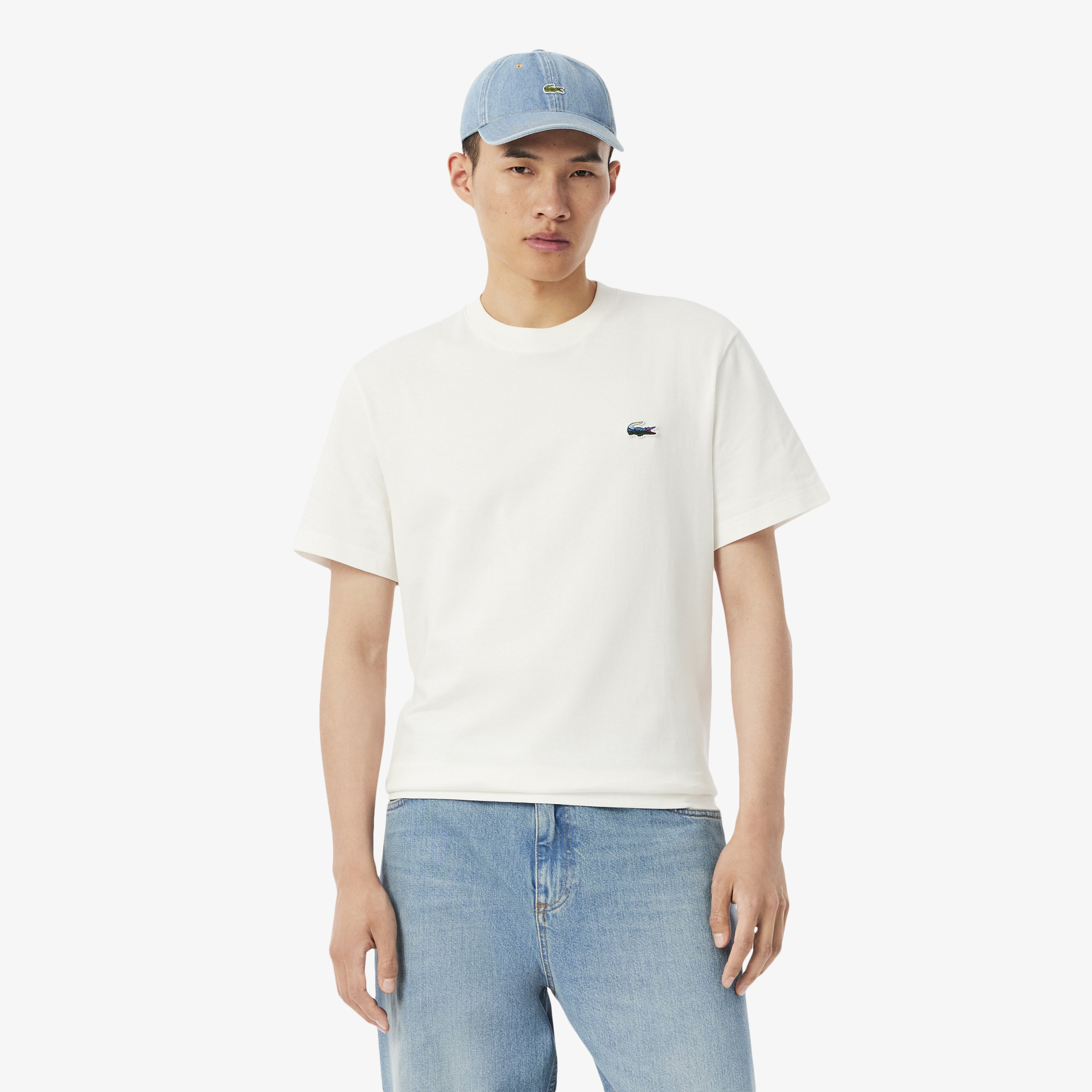 Lacoste Erkek Classic Fit Bisiklet Yaka Beyaz T-Shirt