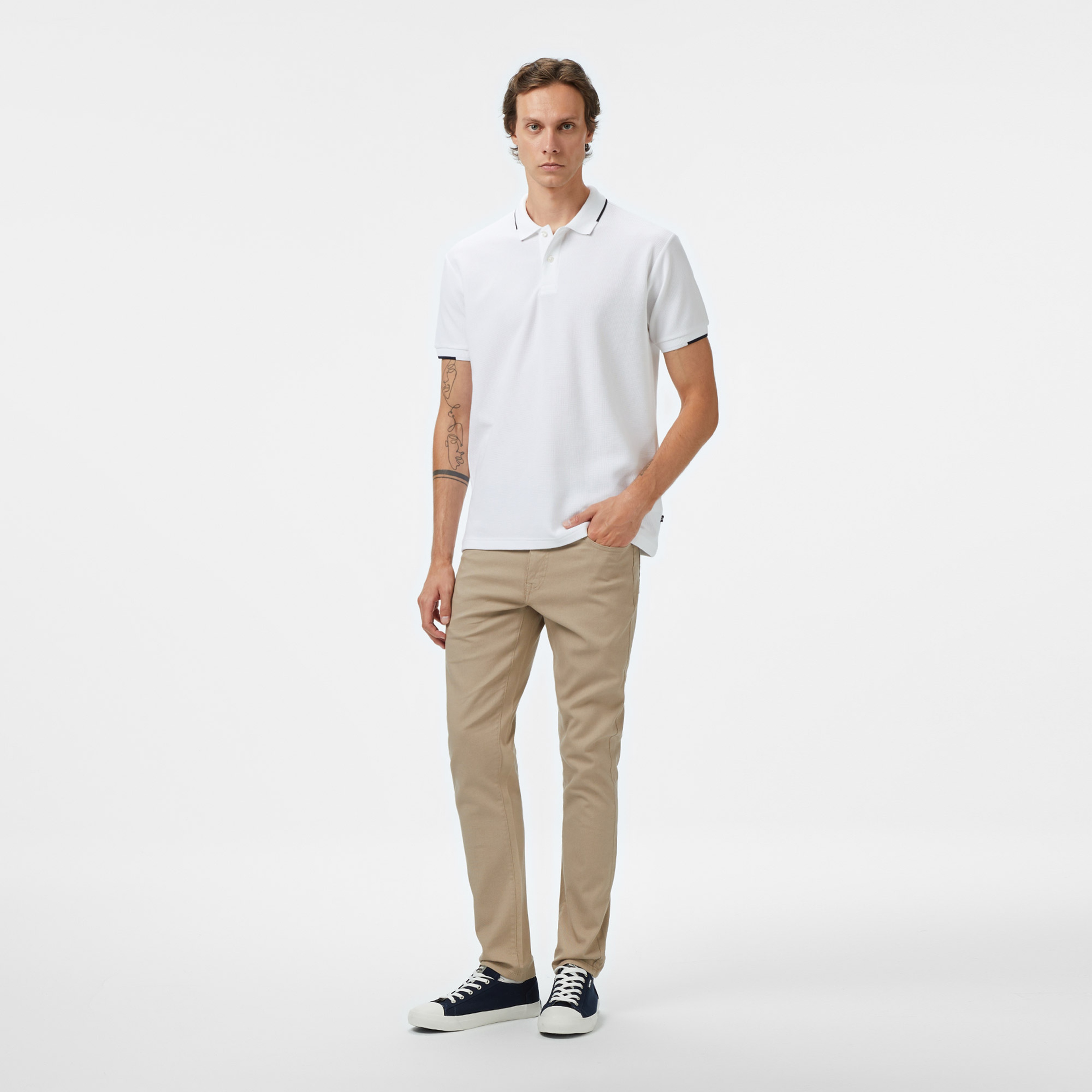 Nautica Erkek Beyaz Classic Fit Polo