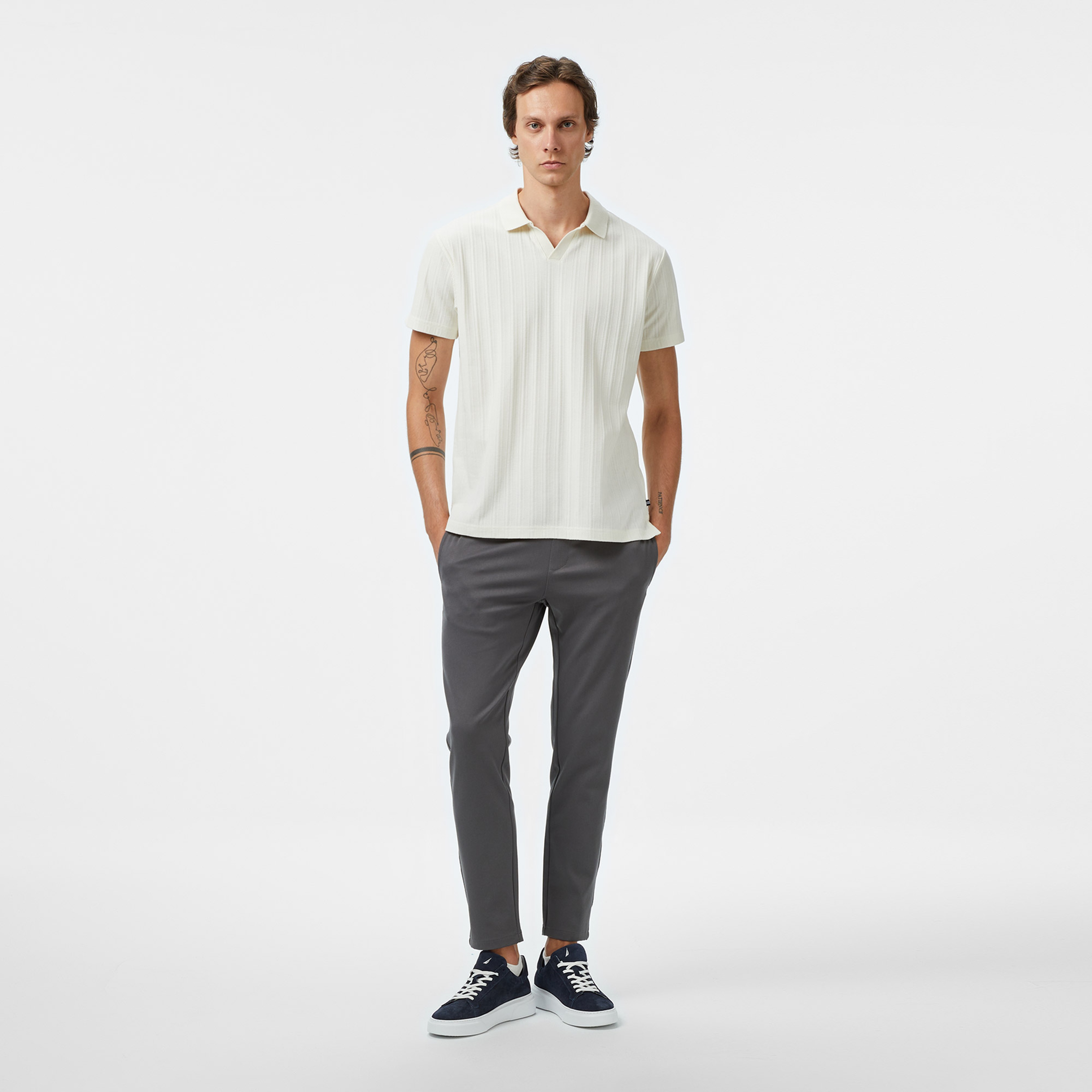 Nautica Erkek Ekru Classic Fit Polo