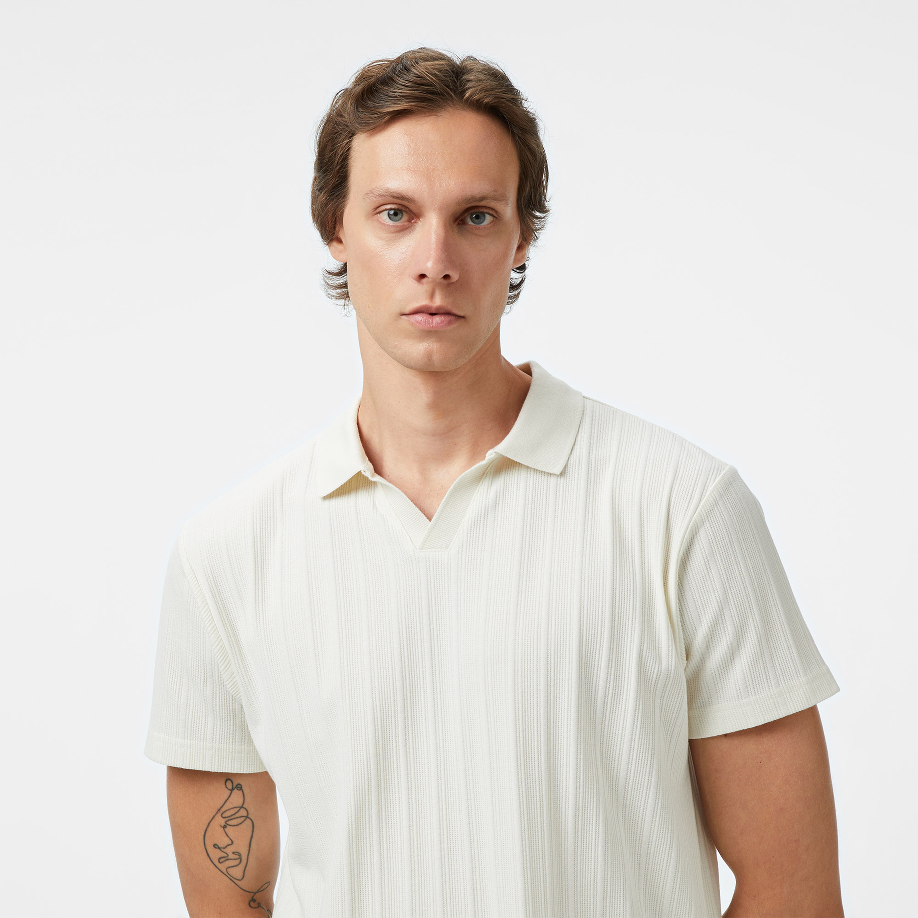 Nautica Erkek Ekru Classic Fit Polo
