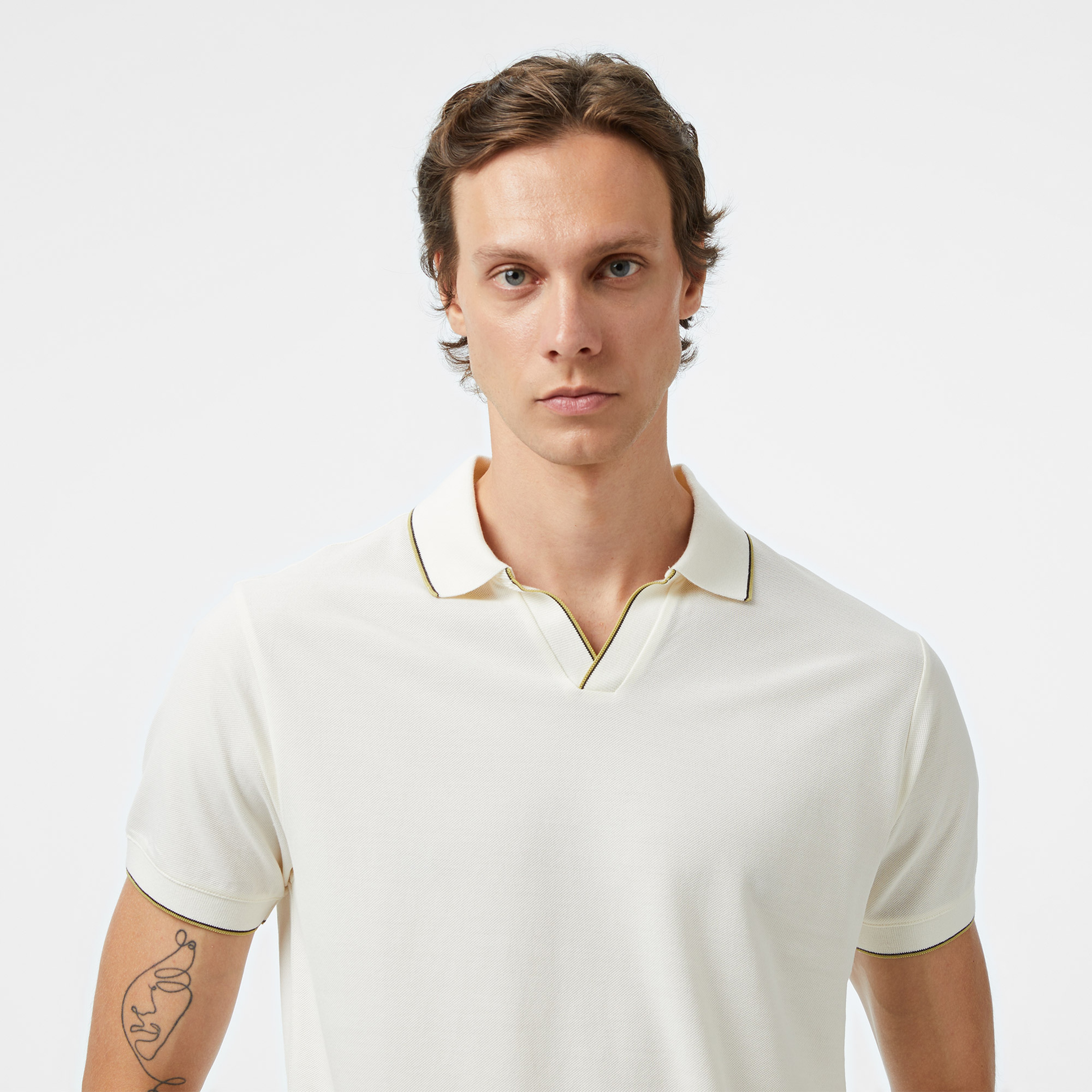 Nautica Erkek Ekru Classic Fit Polo