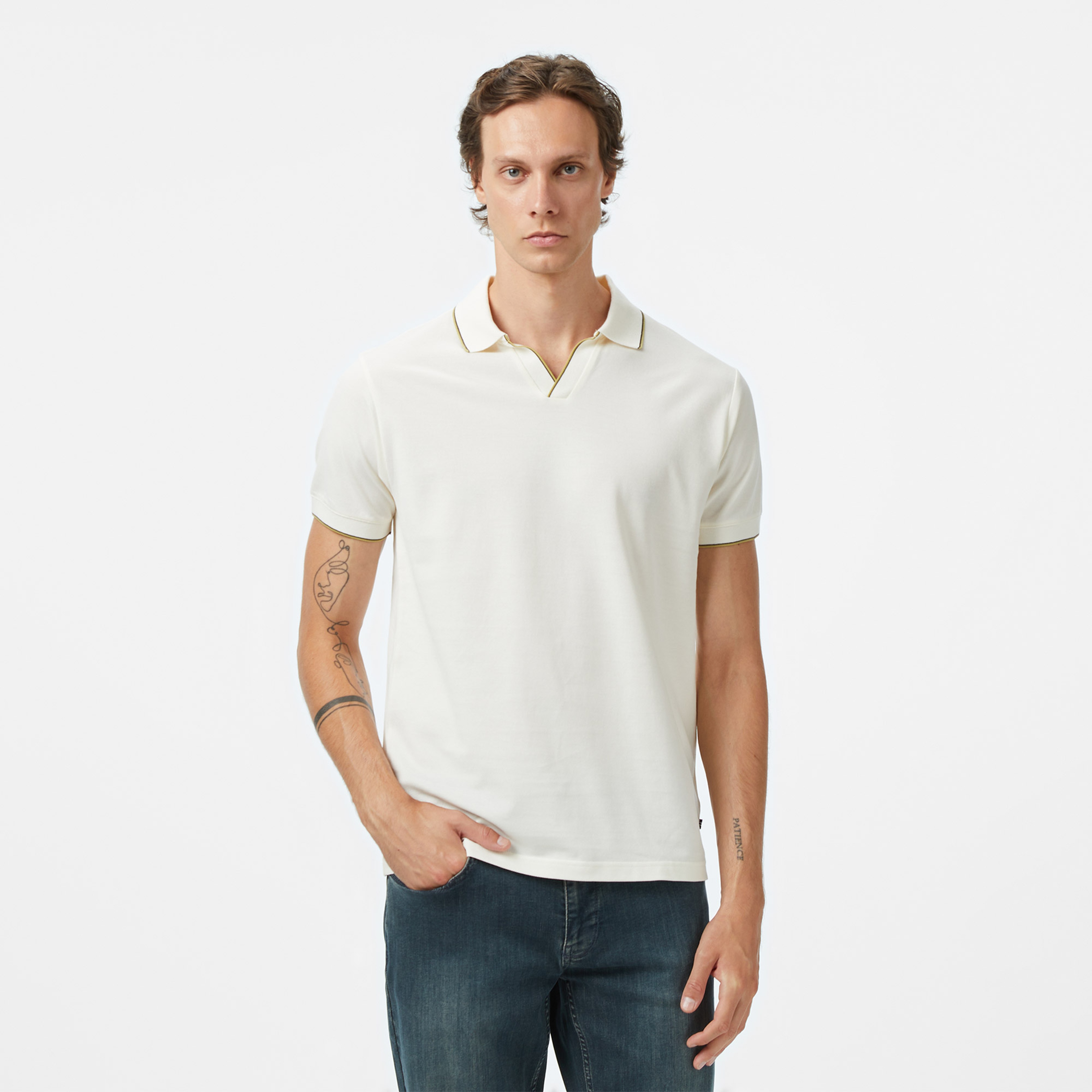 Nautica Erkek Ekru Classic Fit Polo