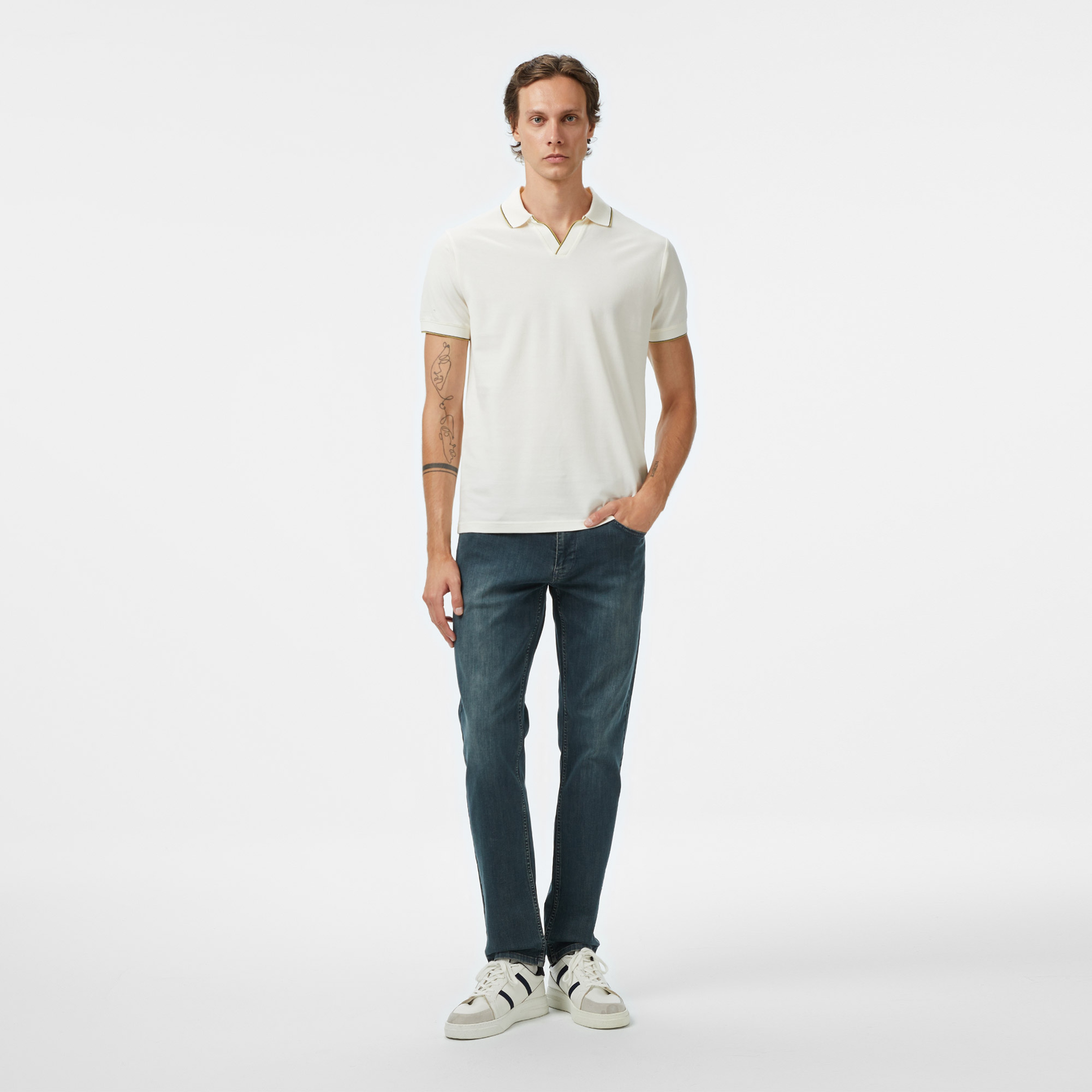 Nautica Erkek Ekru Classic Fit Polo