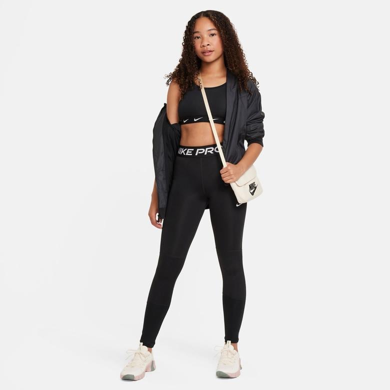 Nike Dri-Fit One High Collar Çocuk Siyah Antrenman Bra