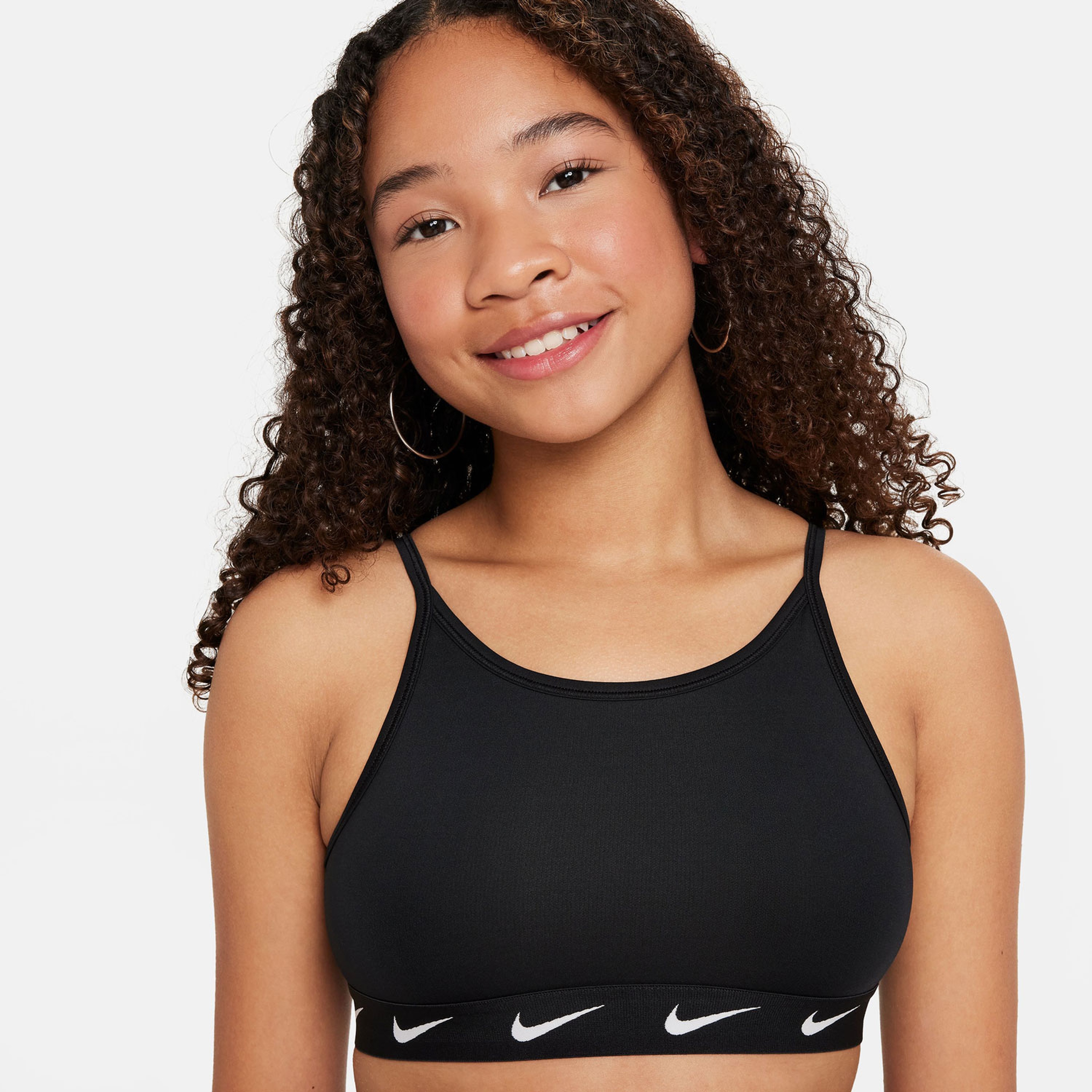 Nike Dri-Fit One High Collar Çocuk Siyah Antrenman Bra