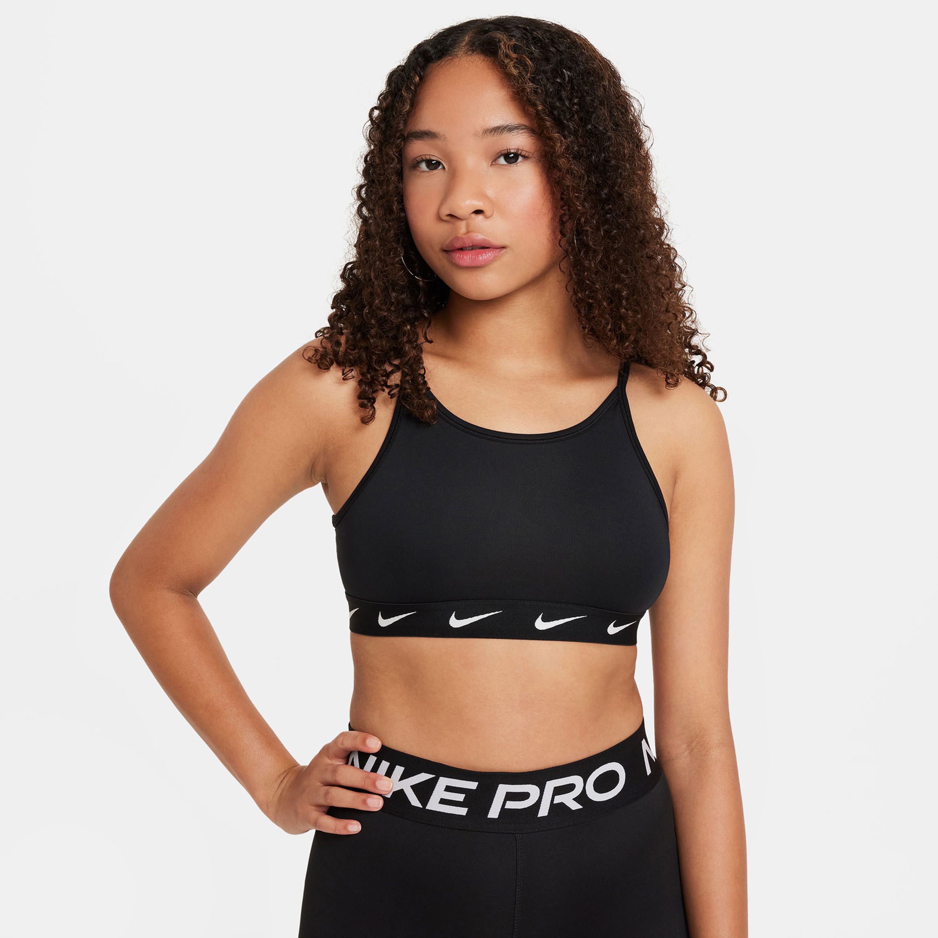 Nike Dri-Fit One High Collar Çocuk Siyah Antrenman Bra