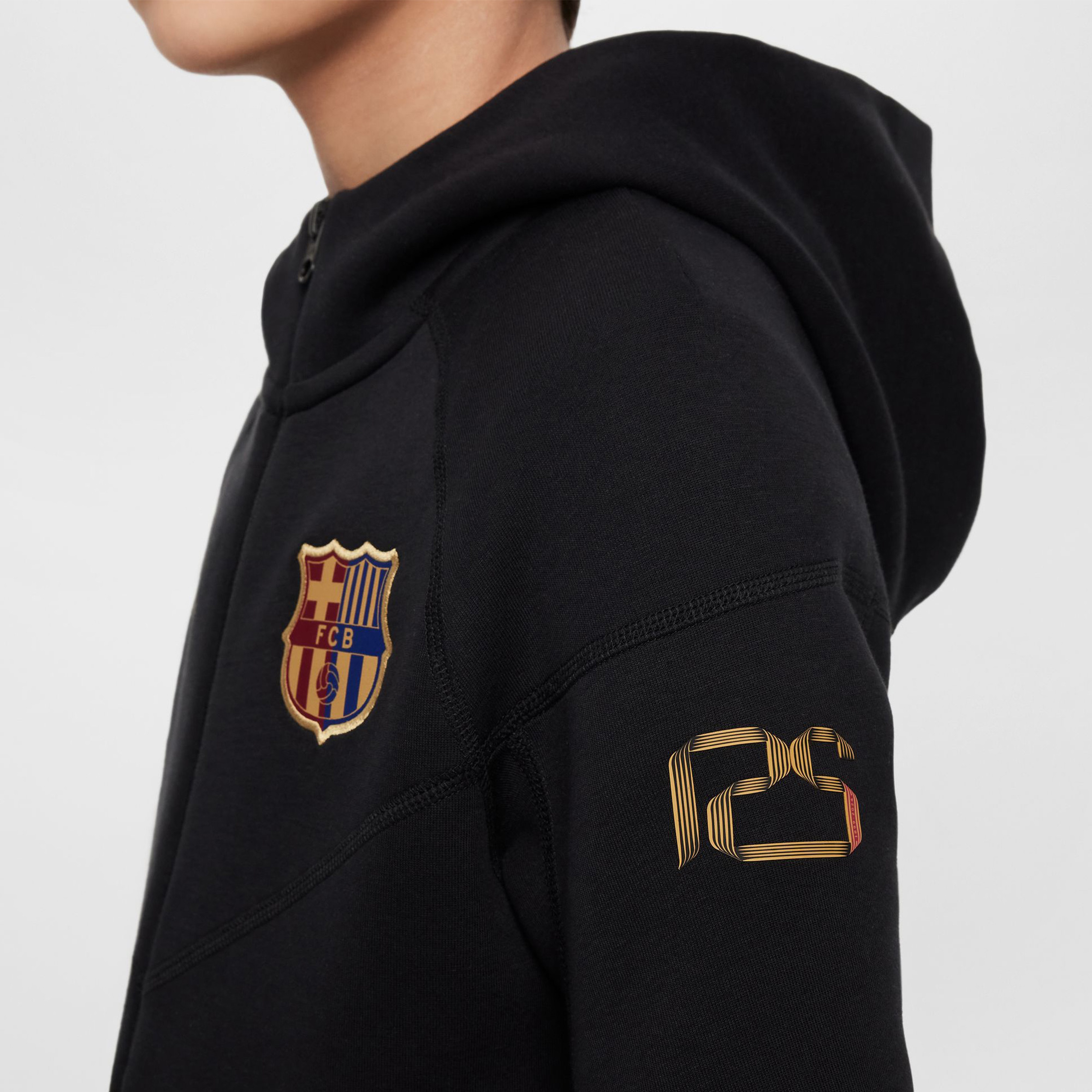 Nike FC Barcelona Tech Fleece Çocuk Siyah Futbol Sweatshirt