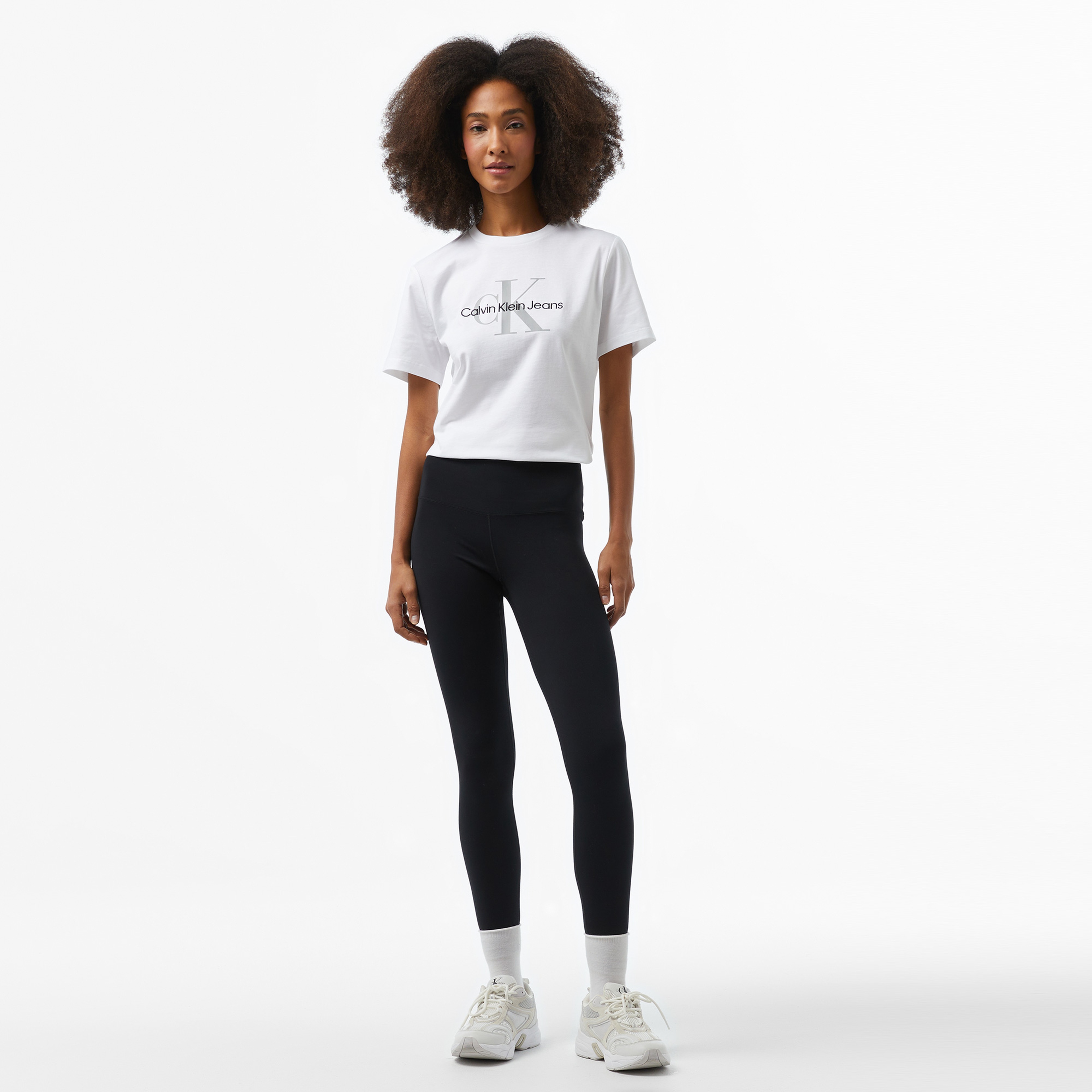 Calvin Klein Jeans Monologo Archive Jersey Kadın Beyaz T-Shirt