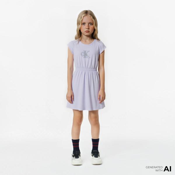 Calvin Klein Monologo Metallic Çocuk Mor Elbise