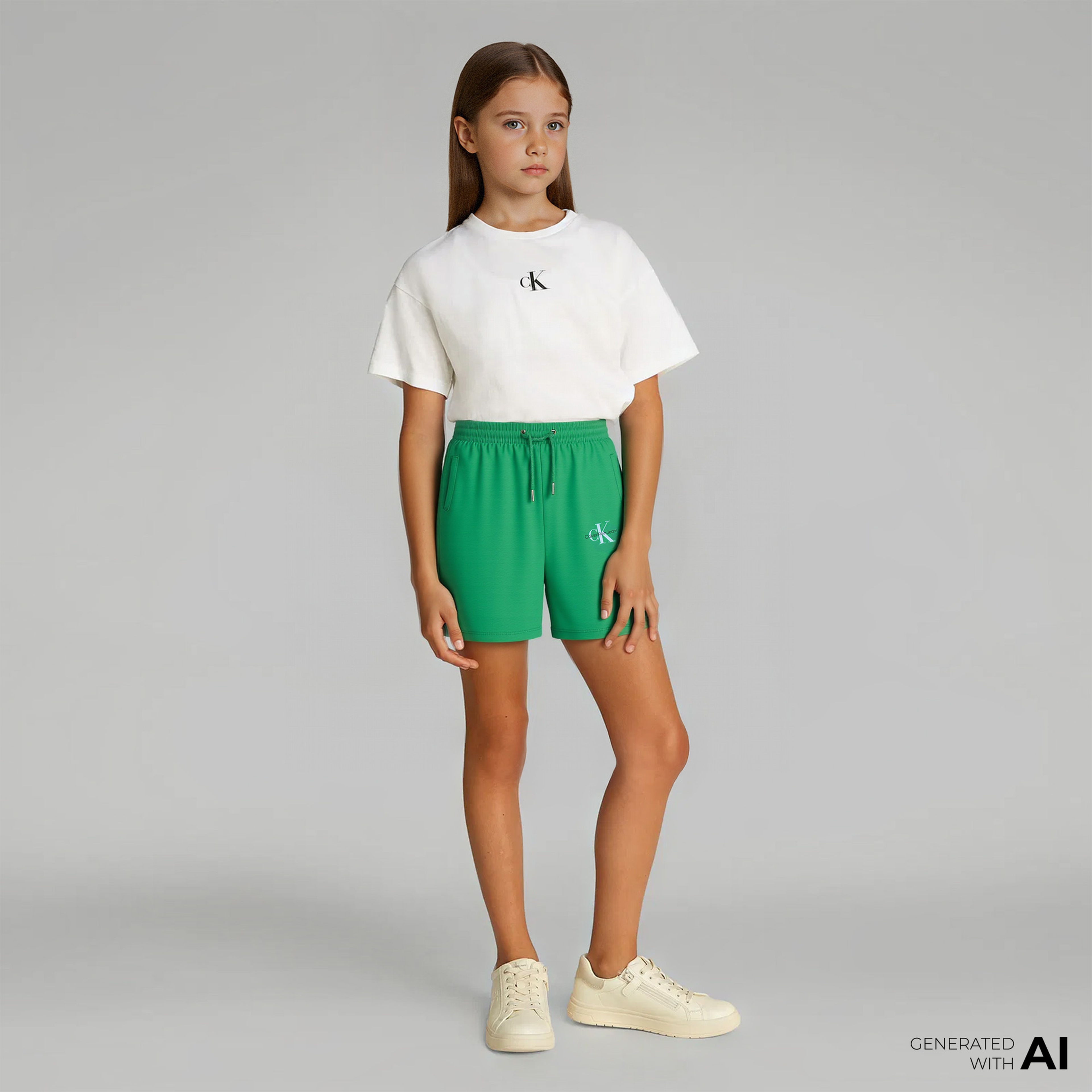Calvin Klein Monogram Relaxed Çocuk Yeşil Şort