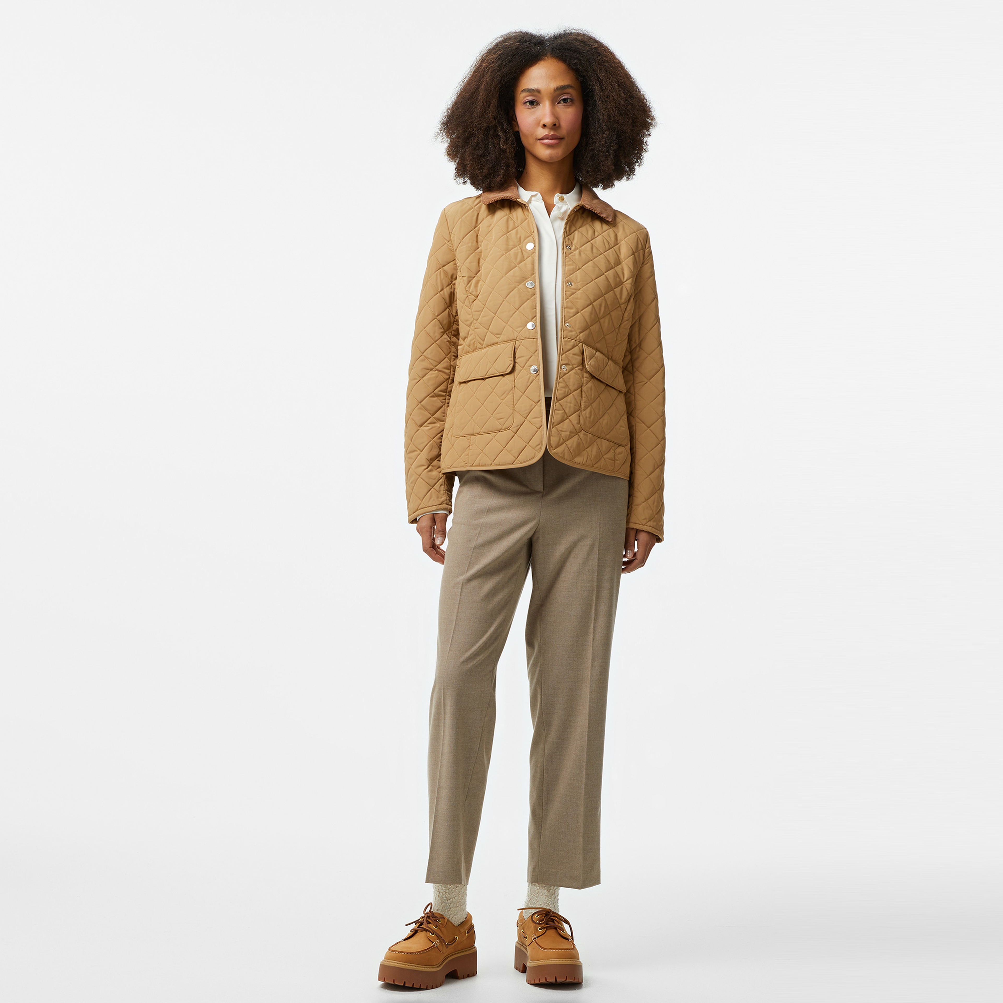 Tommy Hilfiger Slim Quilted Jacket Kadın Bej Ceket