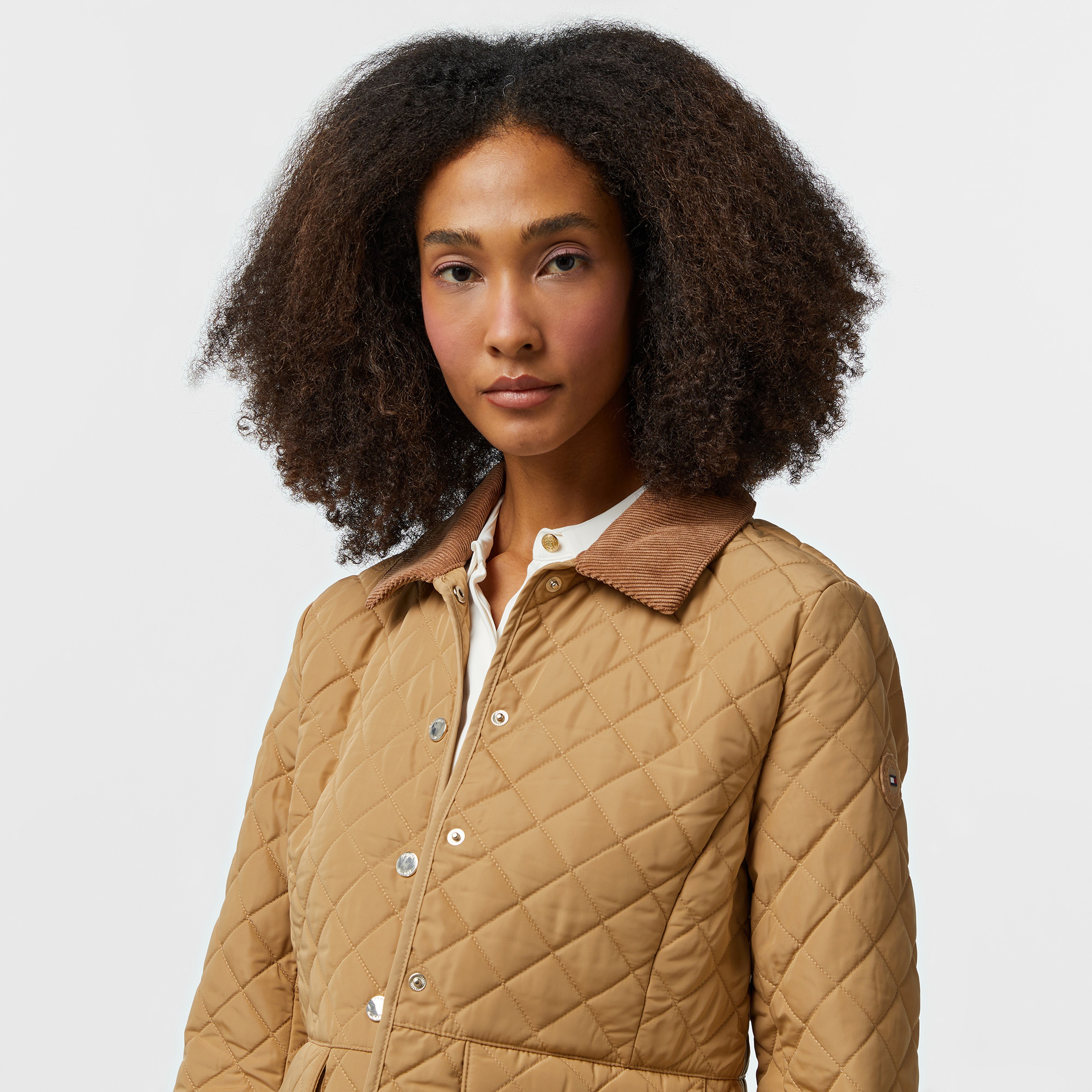 Tommy Hilfiger Slim Quilted Jacket Kadın Bej Ceket