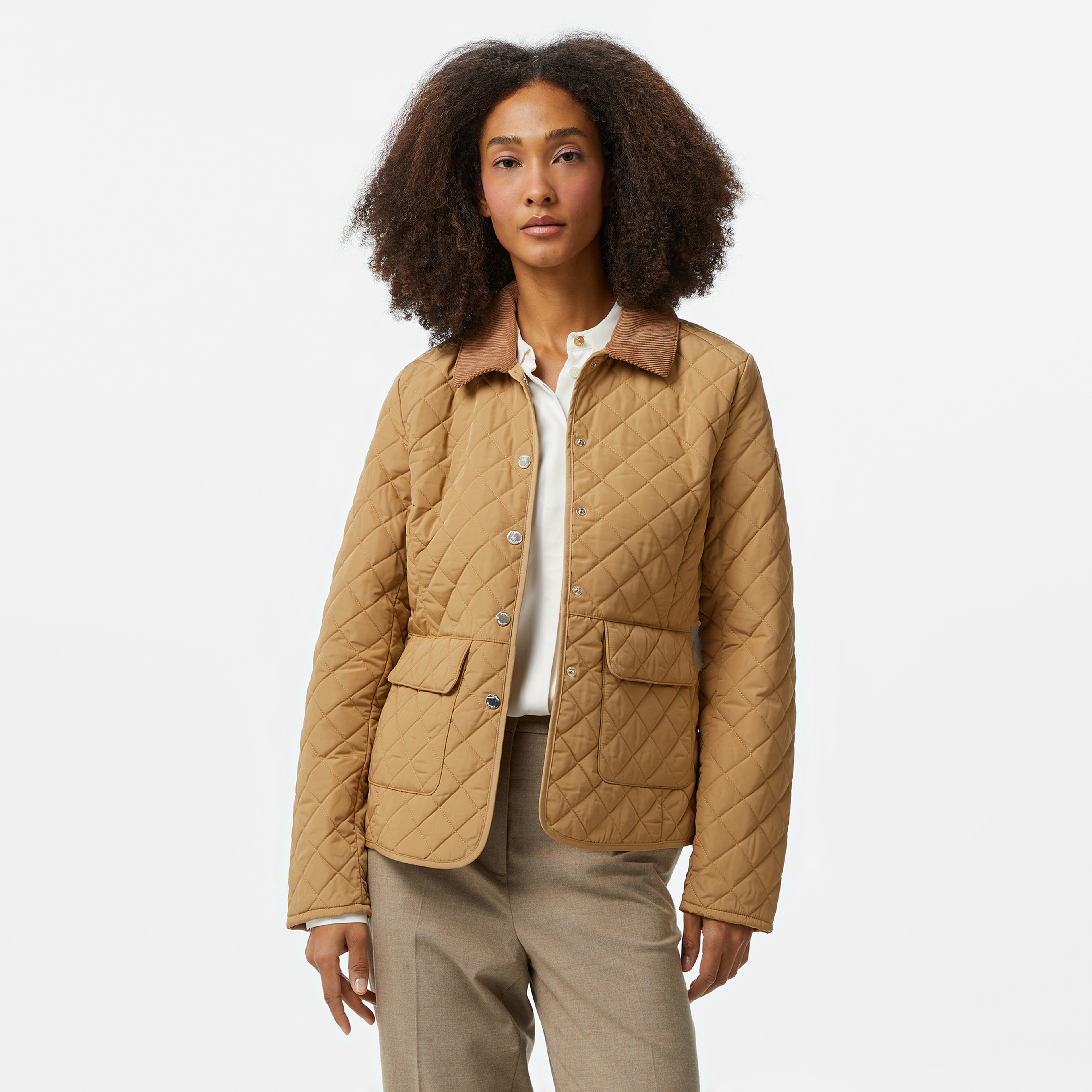 Tommy Hilfiger Slim Quilted Jacket Kadın Bej Ceket