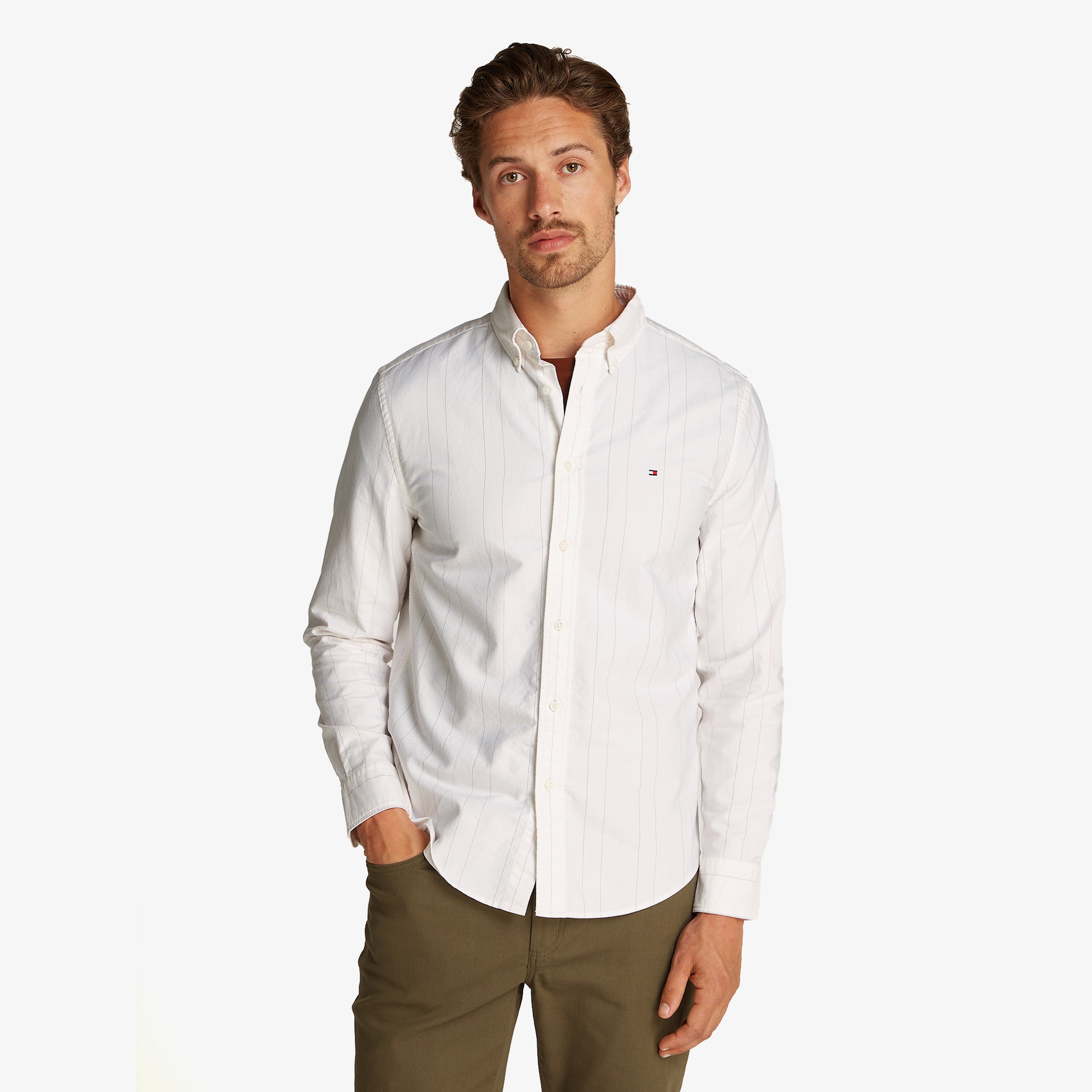Tommy Hilfiger Heritage Oxford Fine Stp Erkek Beyaz Gömlek