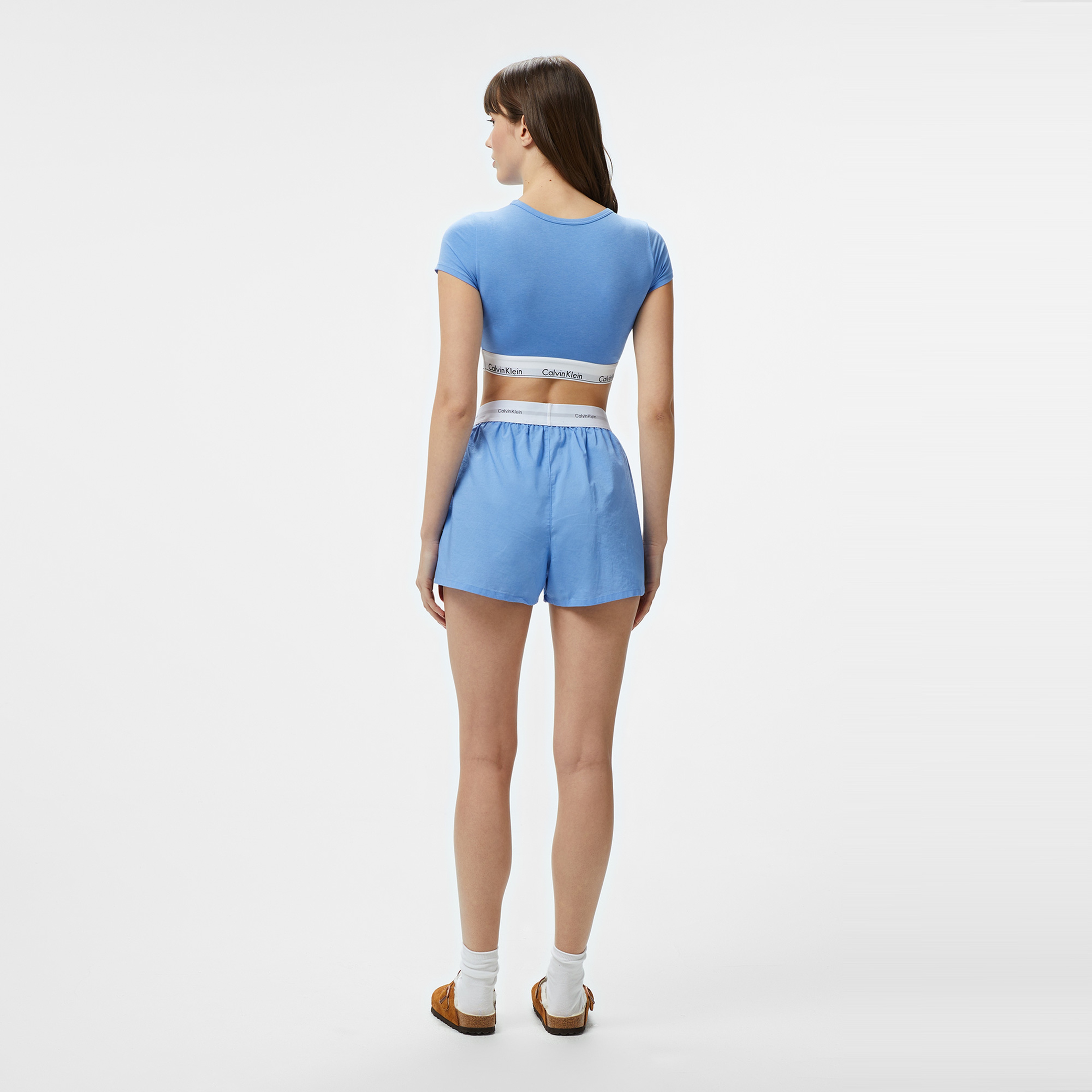 Calvin Klein Logo Wb Poplin Kadın Mavi Şort
