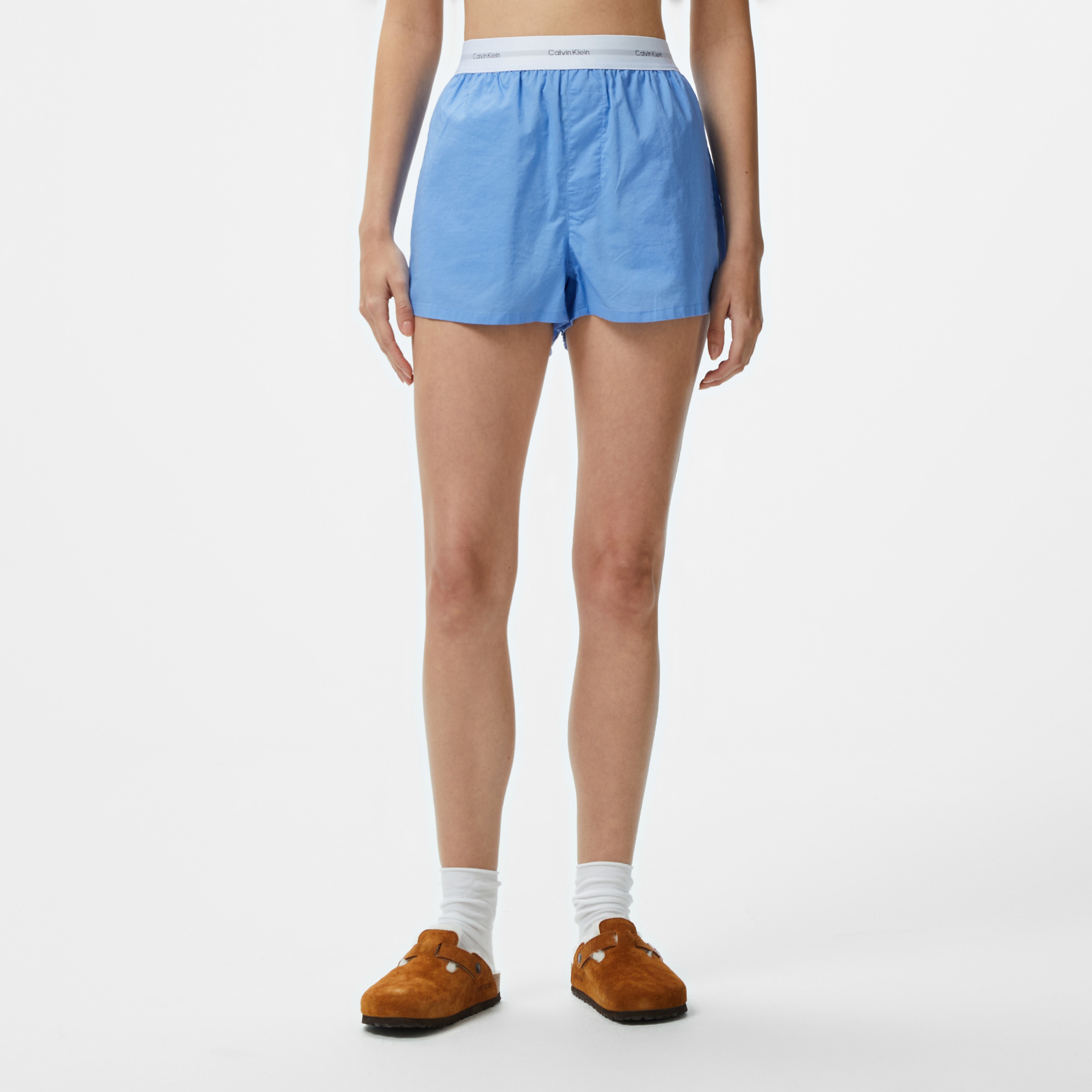 Calvin Klein Logo Wb Poplin Kadın Mavi Şort