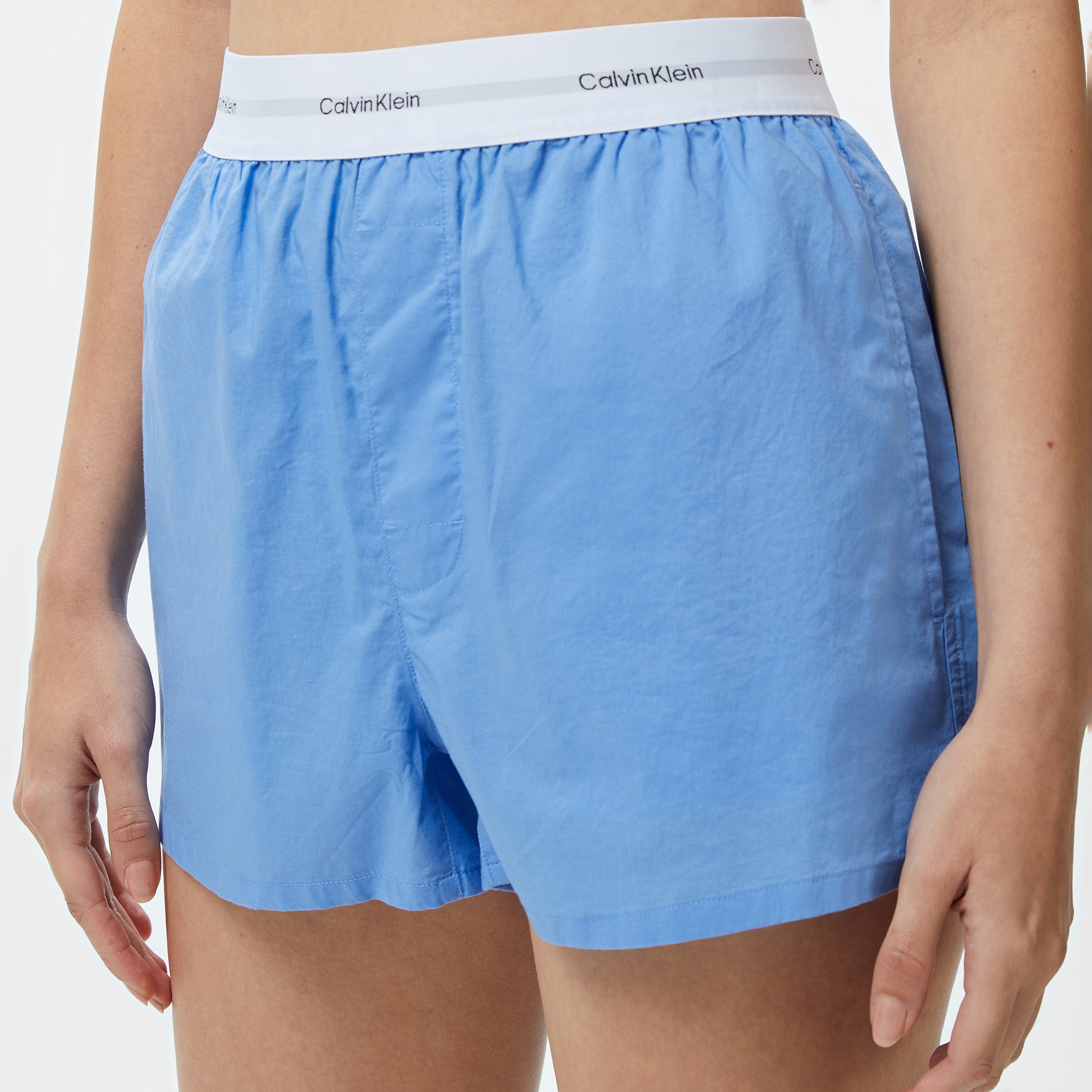 Calvin Klein Logo Wb Poplin Kadın Mavi Şort