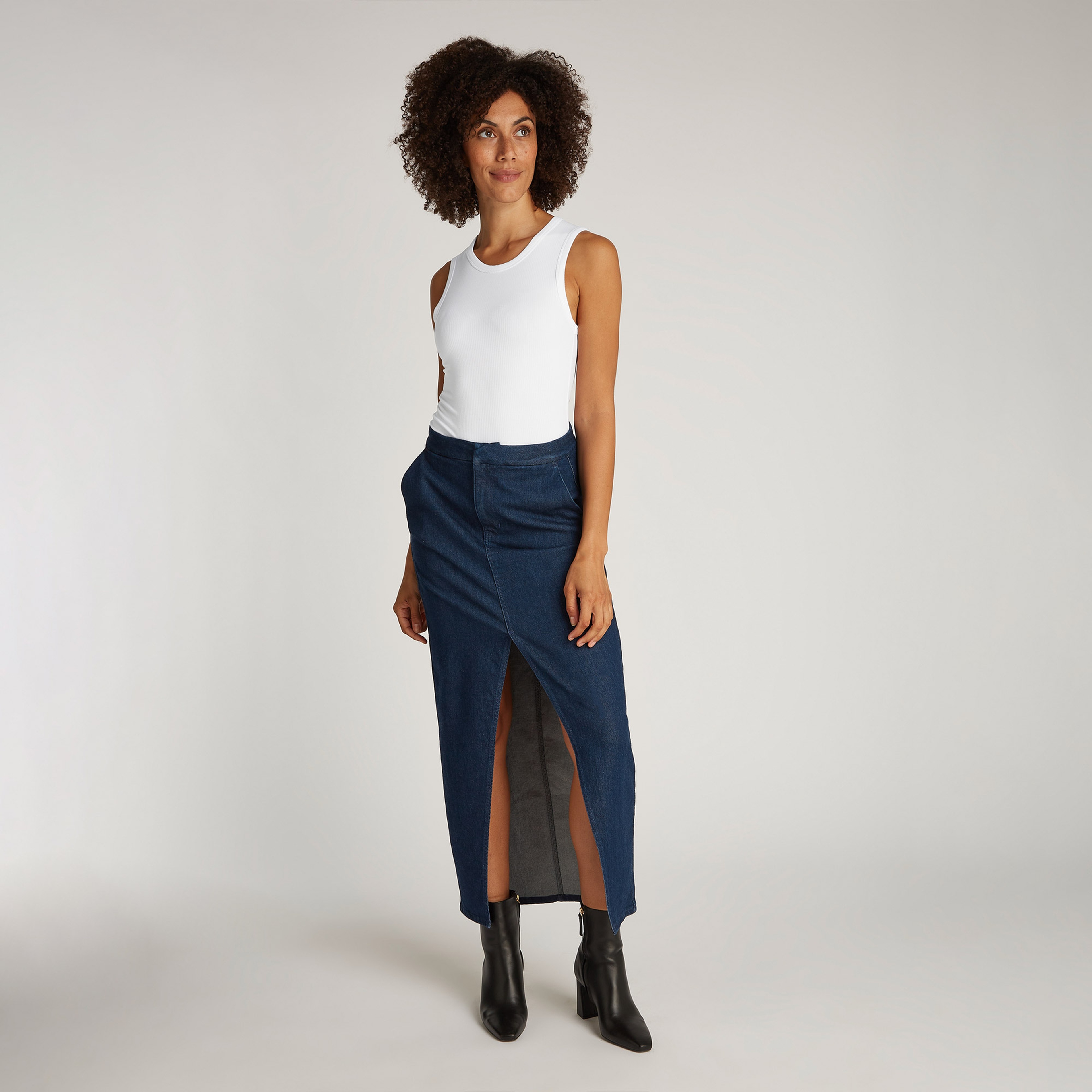 Calvin Klein Modal Rib C-Nk Tank Kadın Beyaz Kolsuz T-Shirt