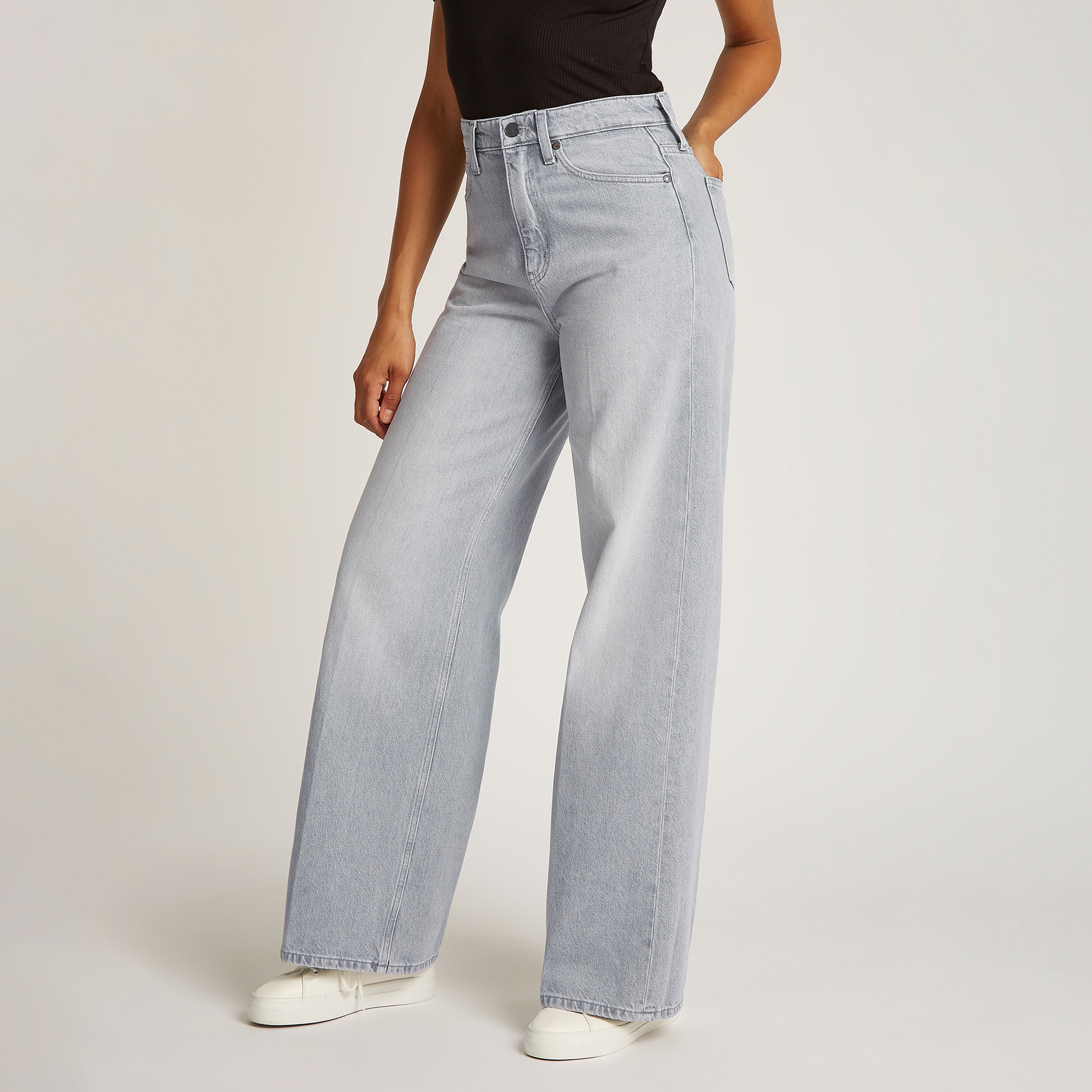 Calvin Klein Hr Wide - Mid Grey Kadın Lacivert Jean