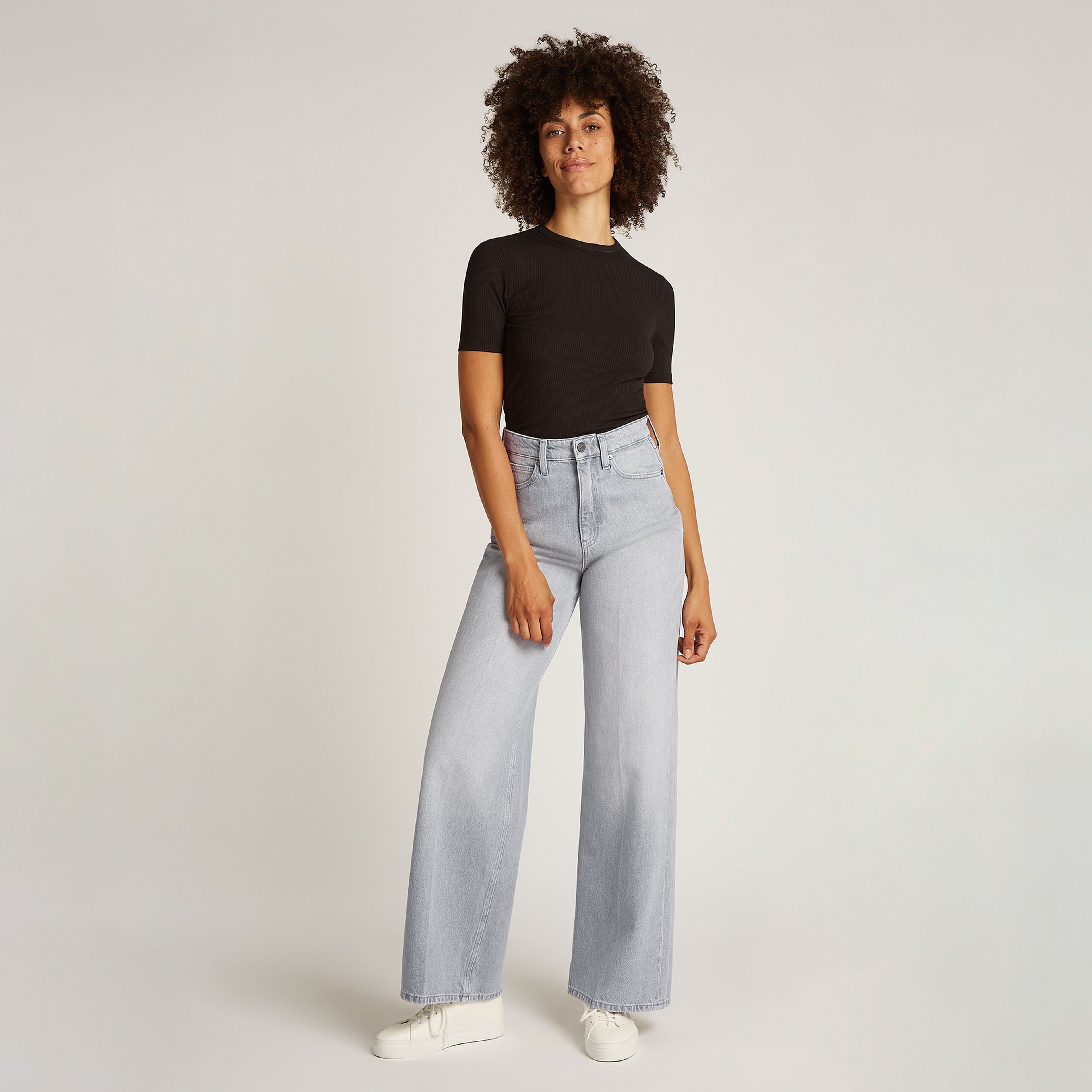 Calvin Klein Hr Wide - Mid Grey Kadın Lacivert Jean