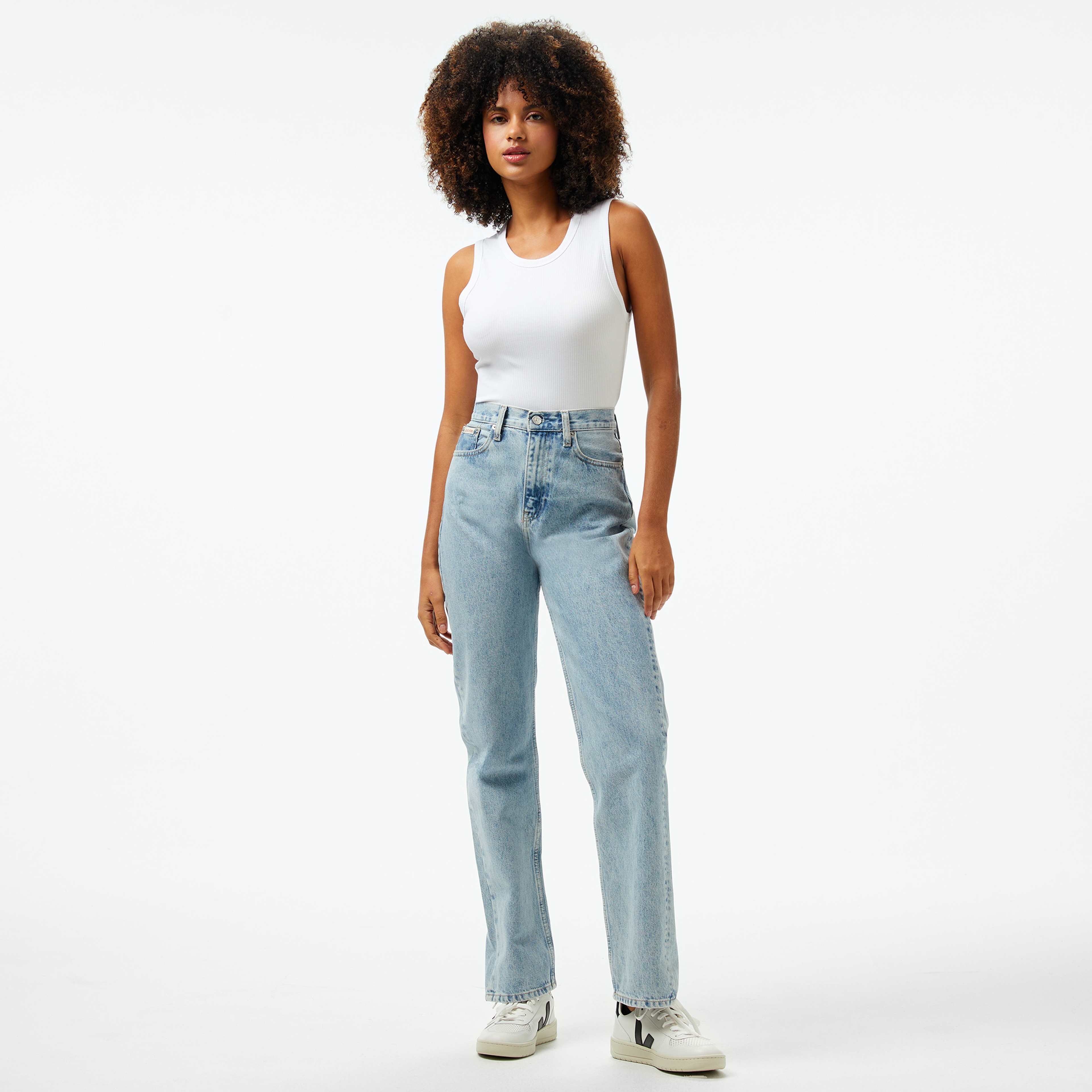 Calvin Klein Modal Rib C-Nk Tank Kadın Beyaz Kolsuz T-Shirt