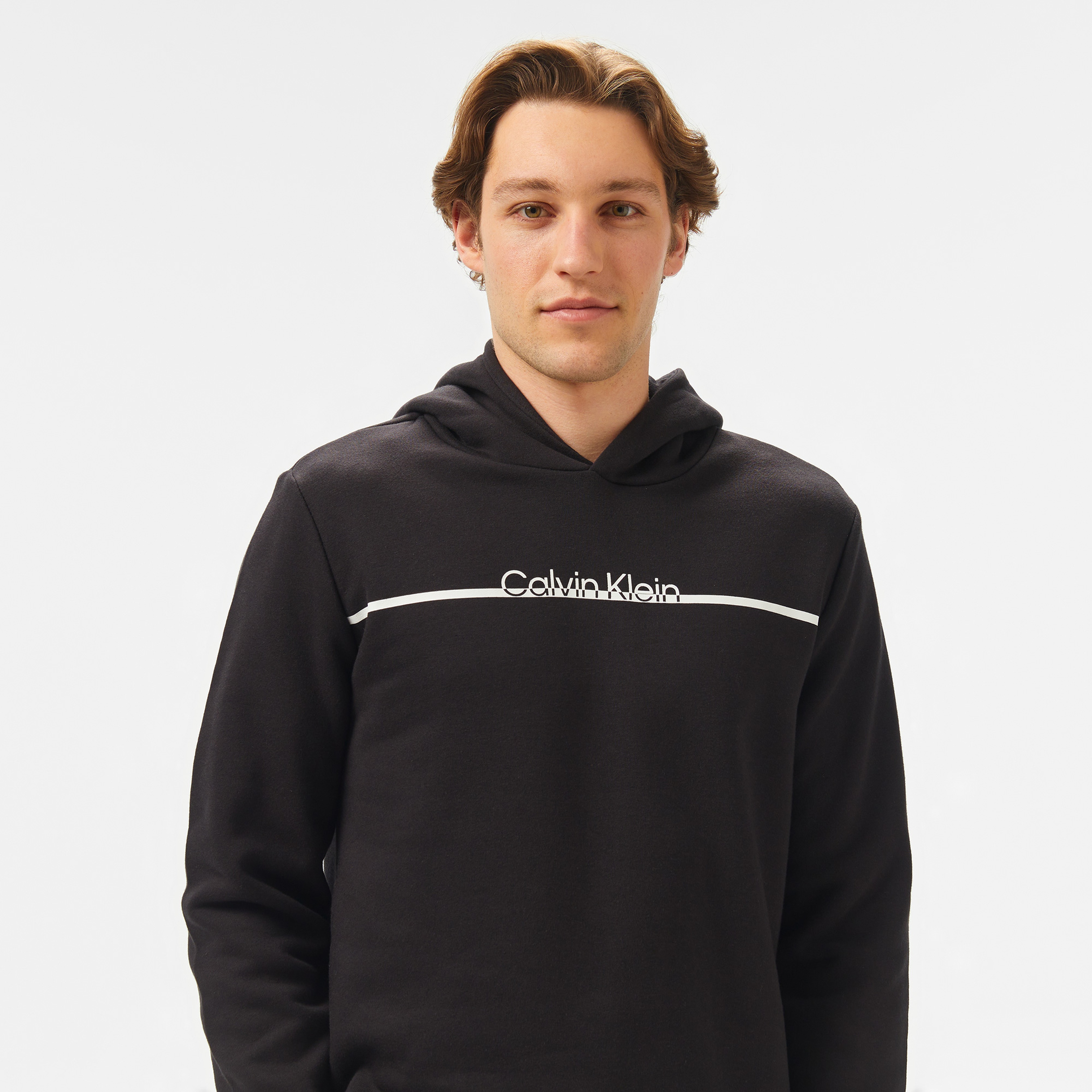 Calvin Klein Split Line Logo Erkek Siyah Sweatshirt