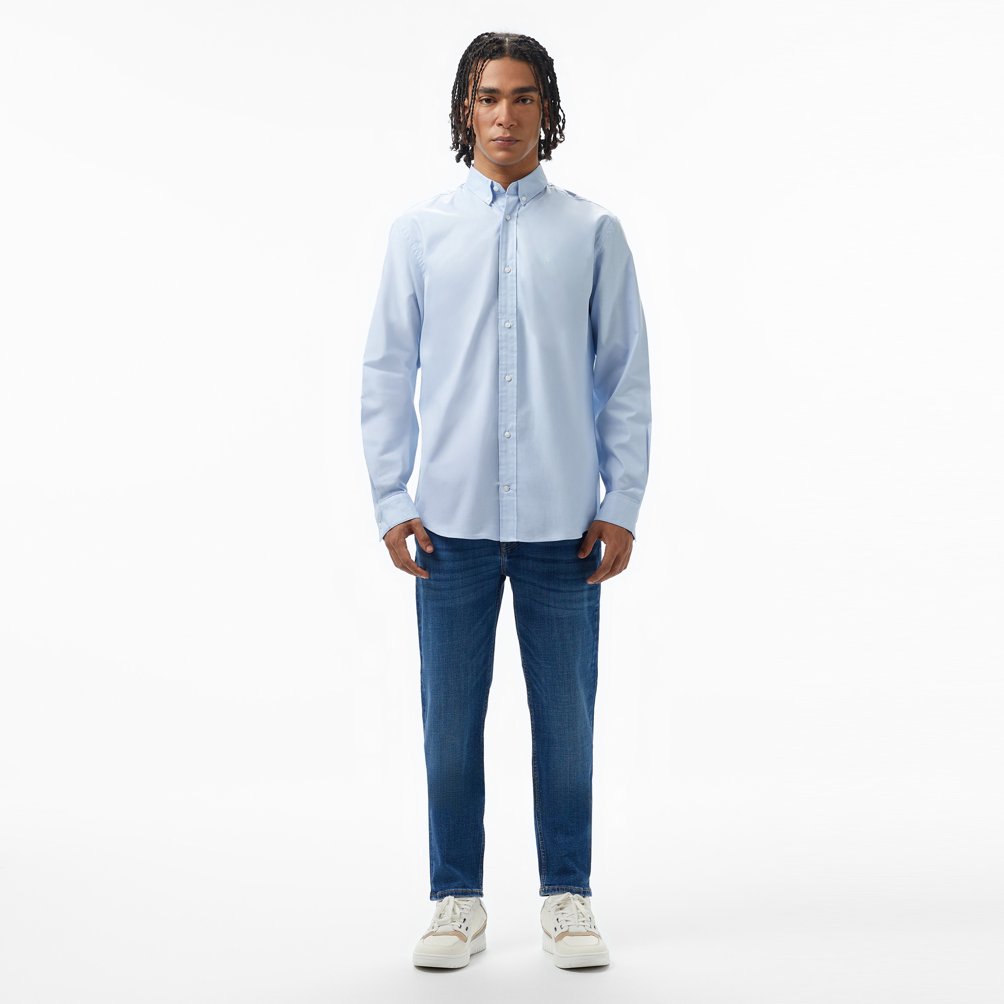 Calvin Klein Oxford Regular Shirt Erkek Mavi Gömlek