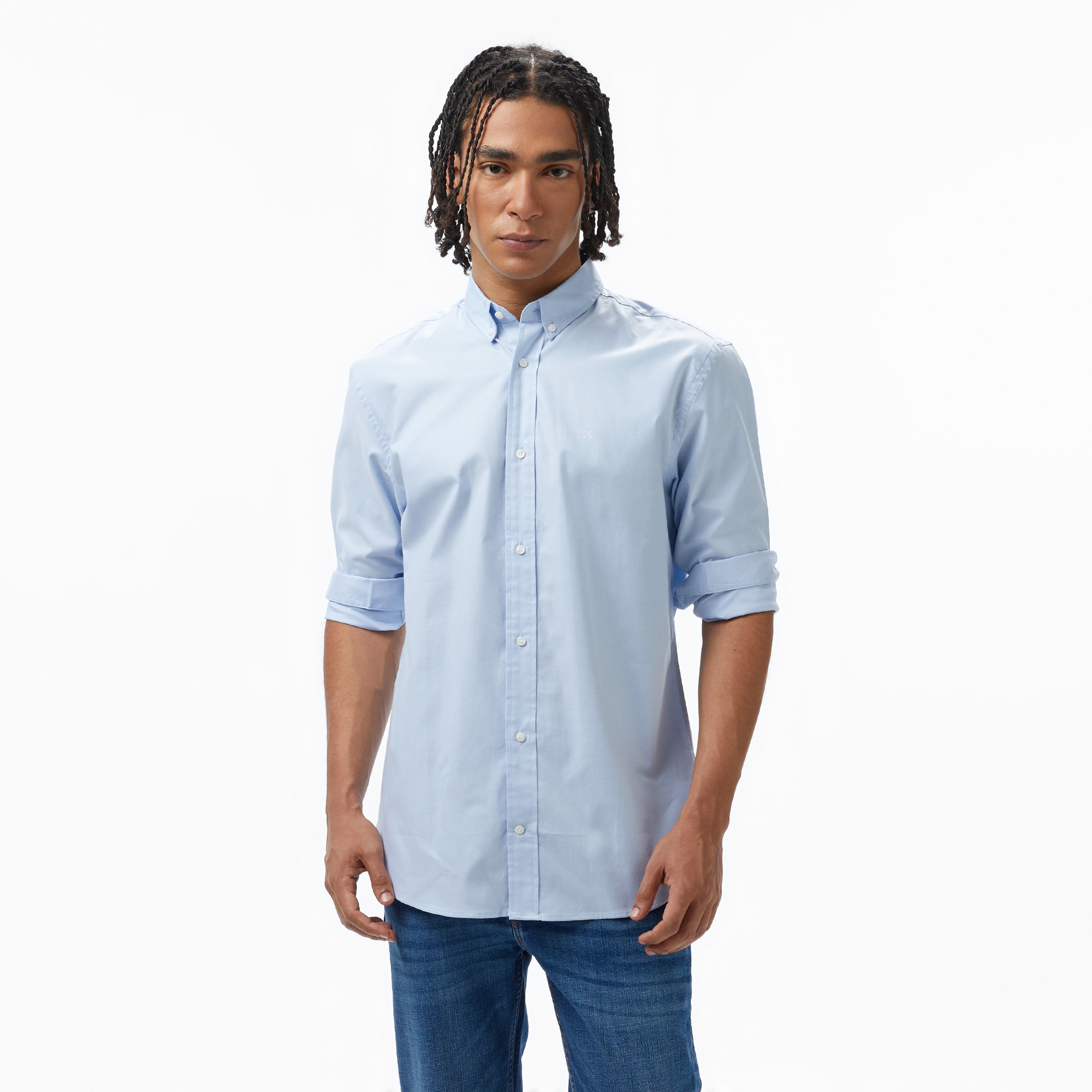 Calvin Klein Oxford Regular Shirt Erkek Mavi Gömlek