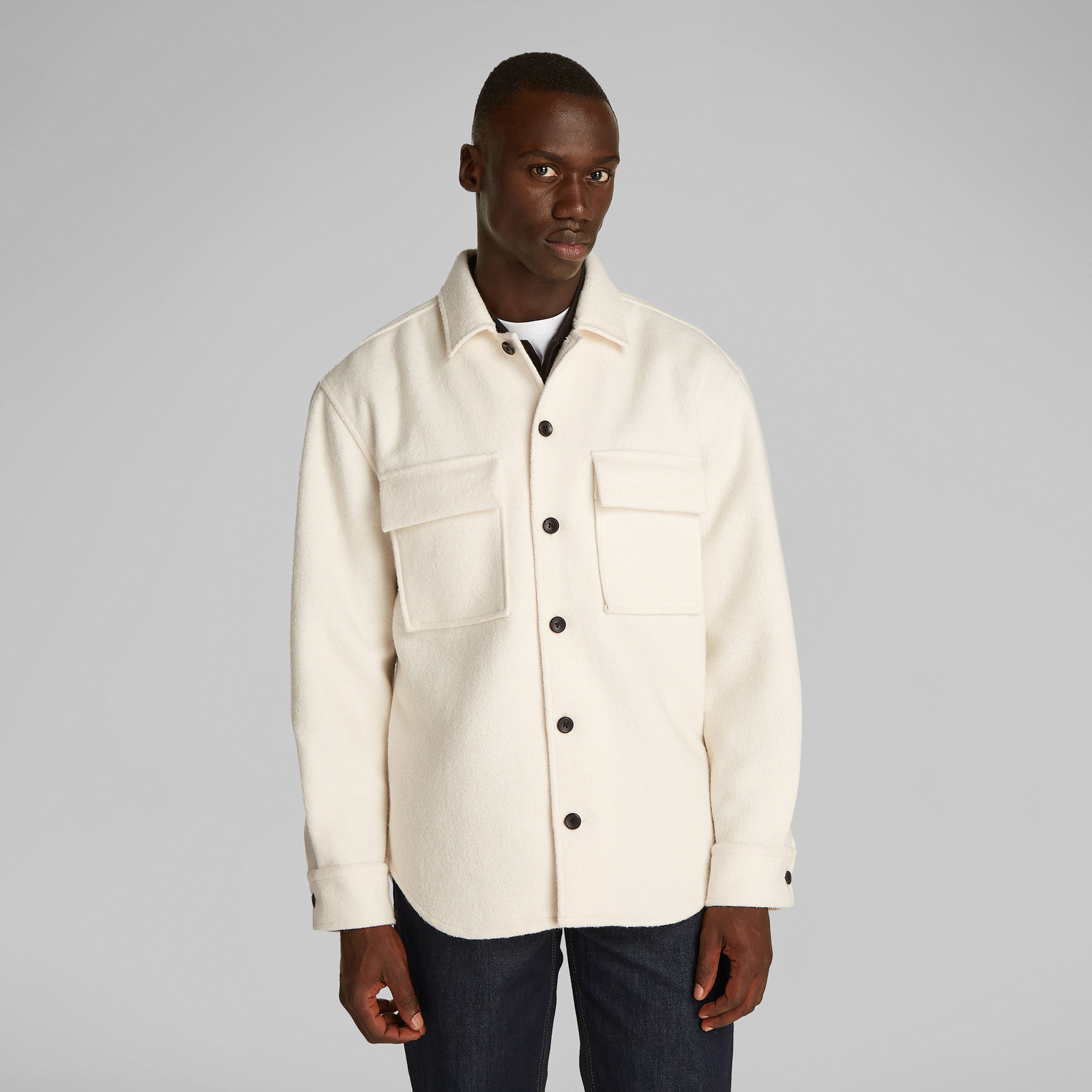 Calvin Klein Boucle Heavyweight Over Erkek Beyaz Gömlek