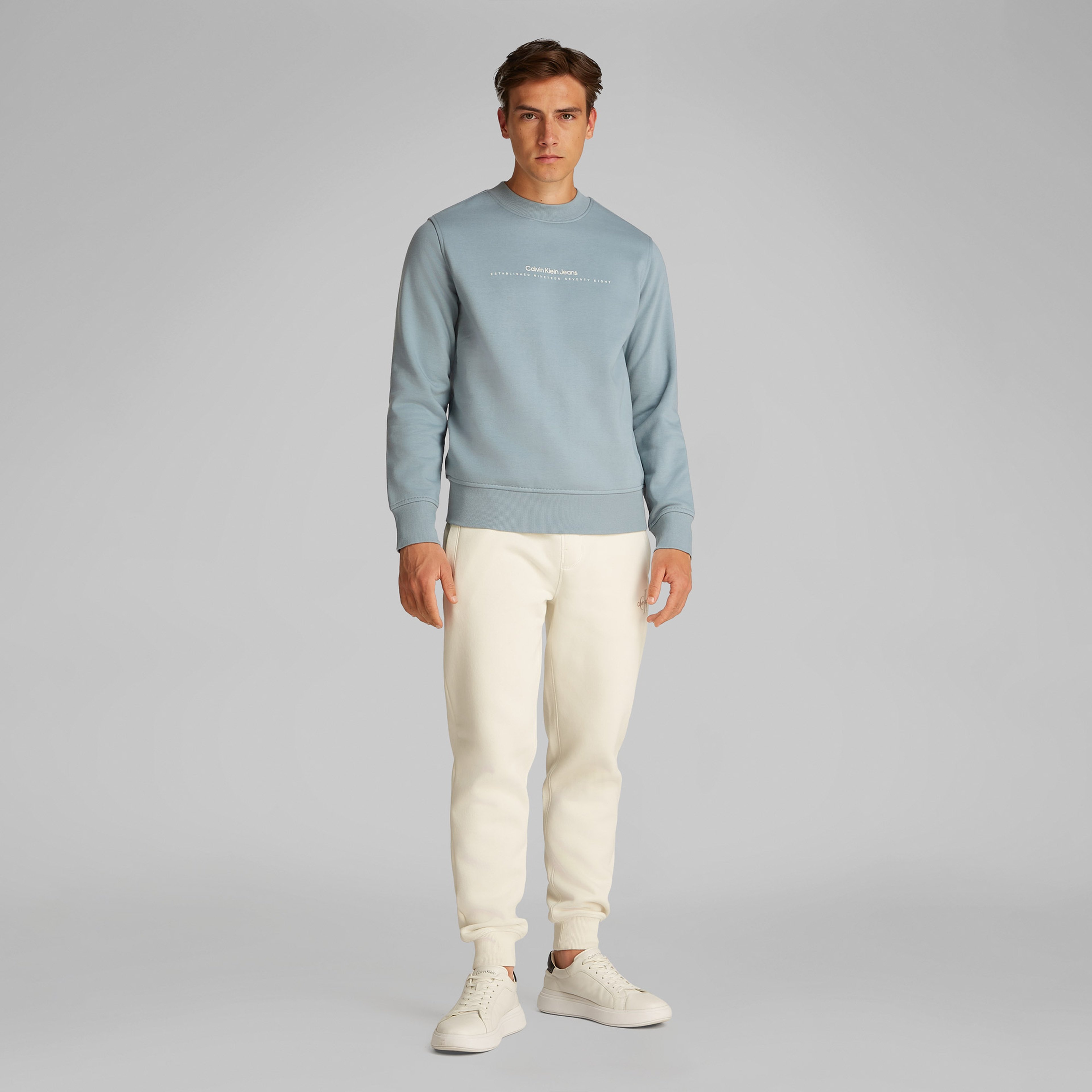 Calvin Klein Minimal Logo Crew Ne Erkek Gri Sweatshirt