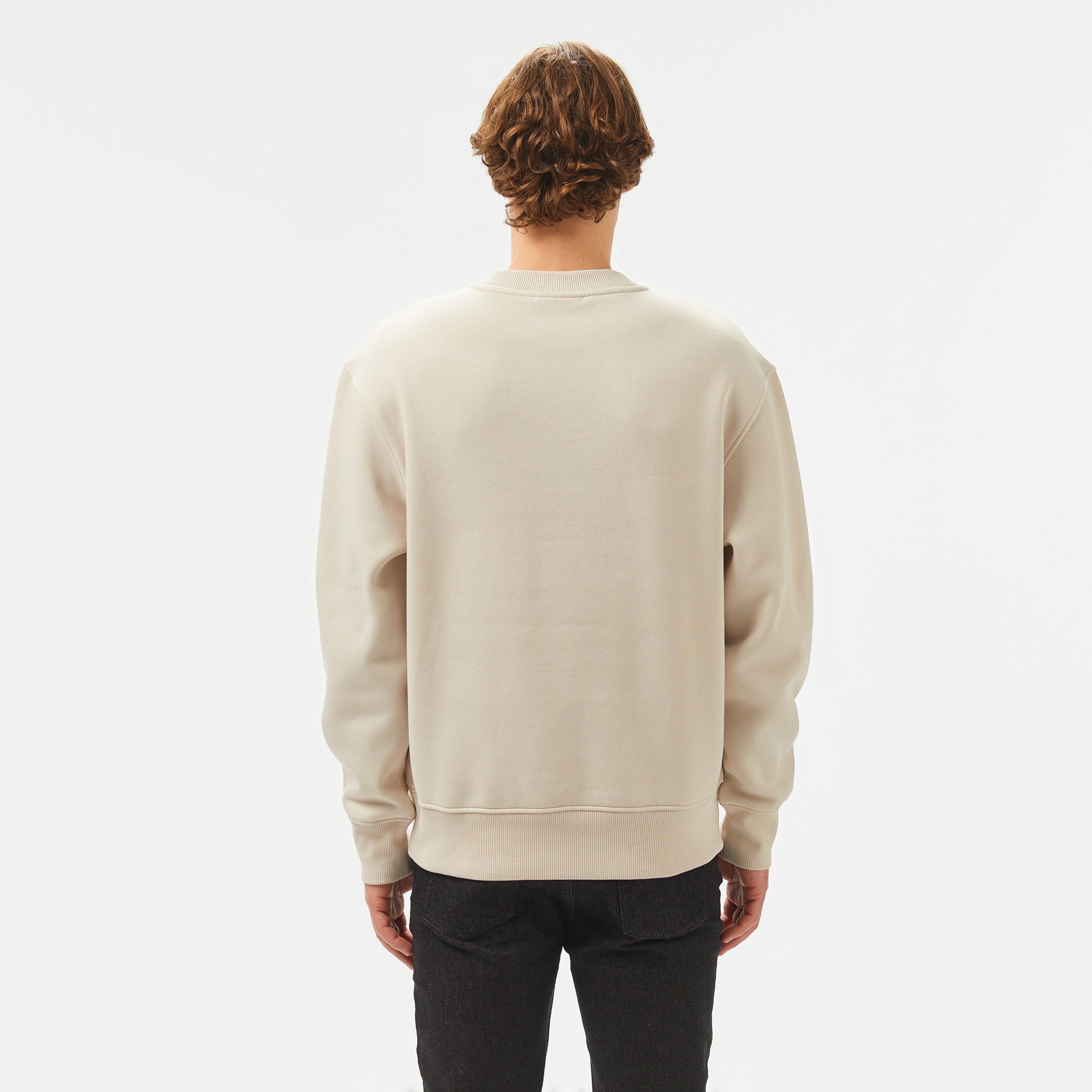 Calvin Klein Bristle Monologo Crew Ne Erkek Bej Sweatshirt