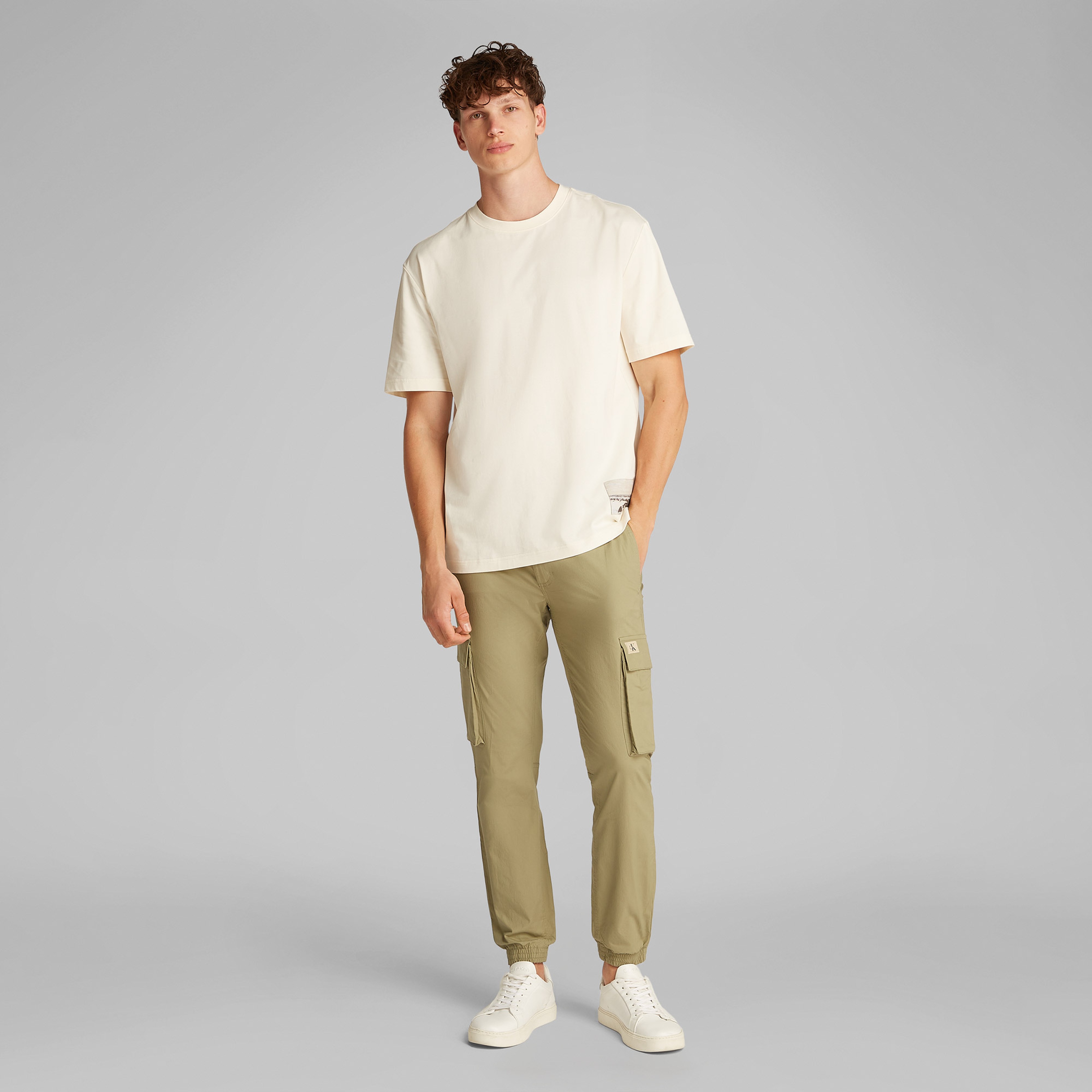 Calvin Klein Lenticular Shoreline Erkek Beyaz T-Shirt