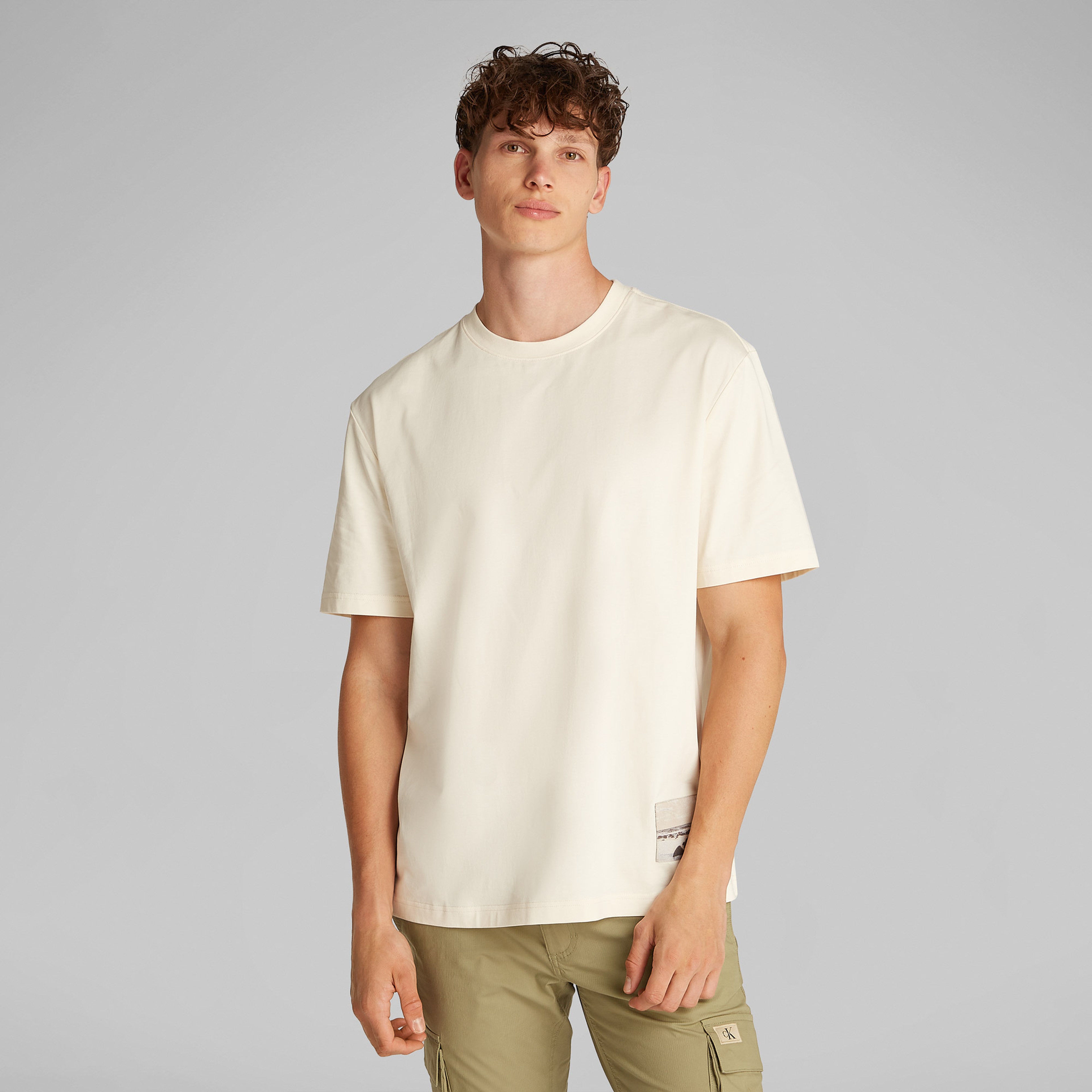 Calvin Klein Lenticular Shoreline Erkek Beyaz T-Shirt