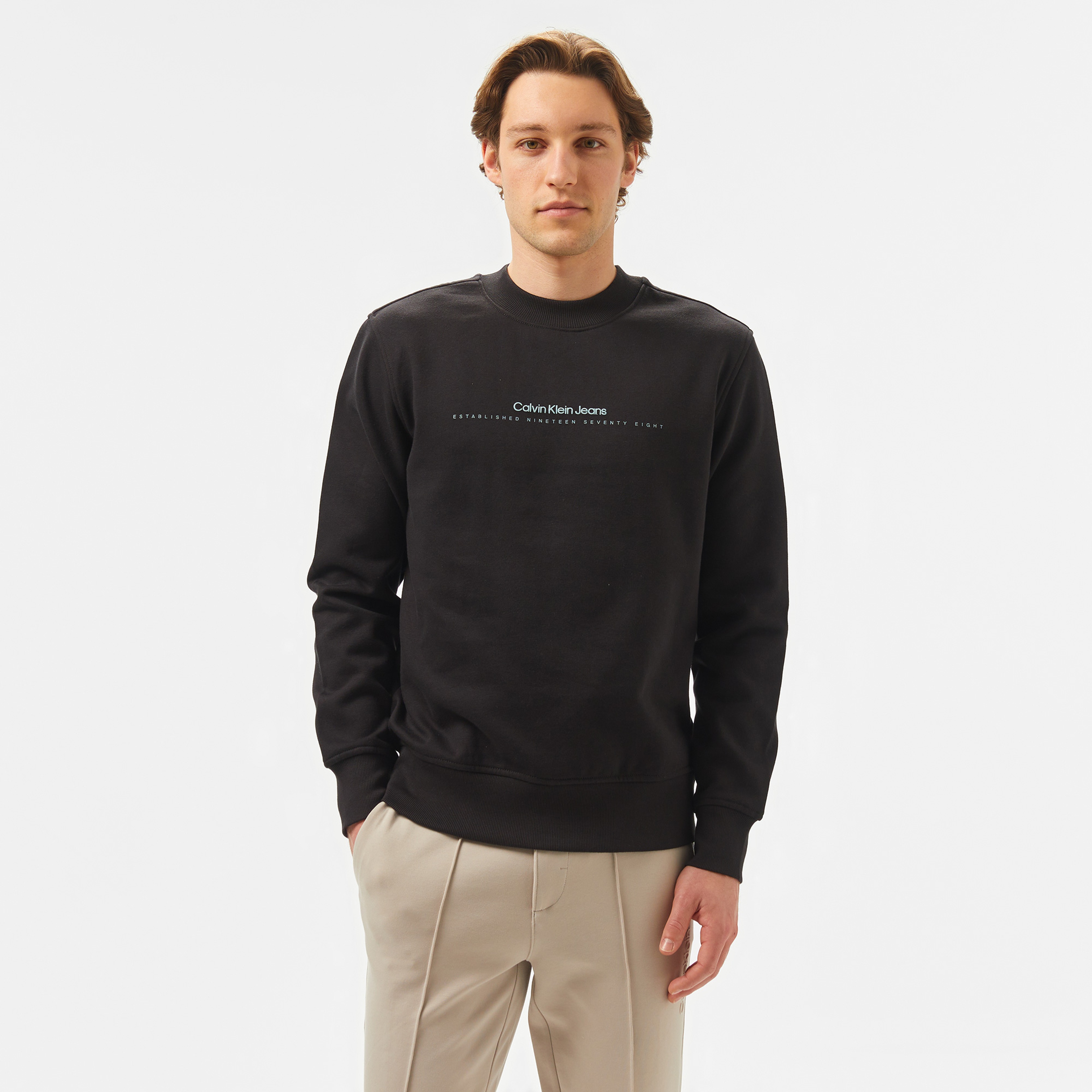 Calvin Klein Minimal Logo Crew Ne Erkek Siyah Sweatshirt