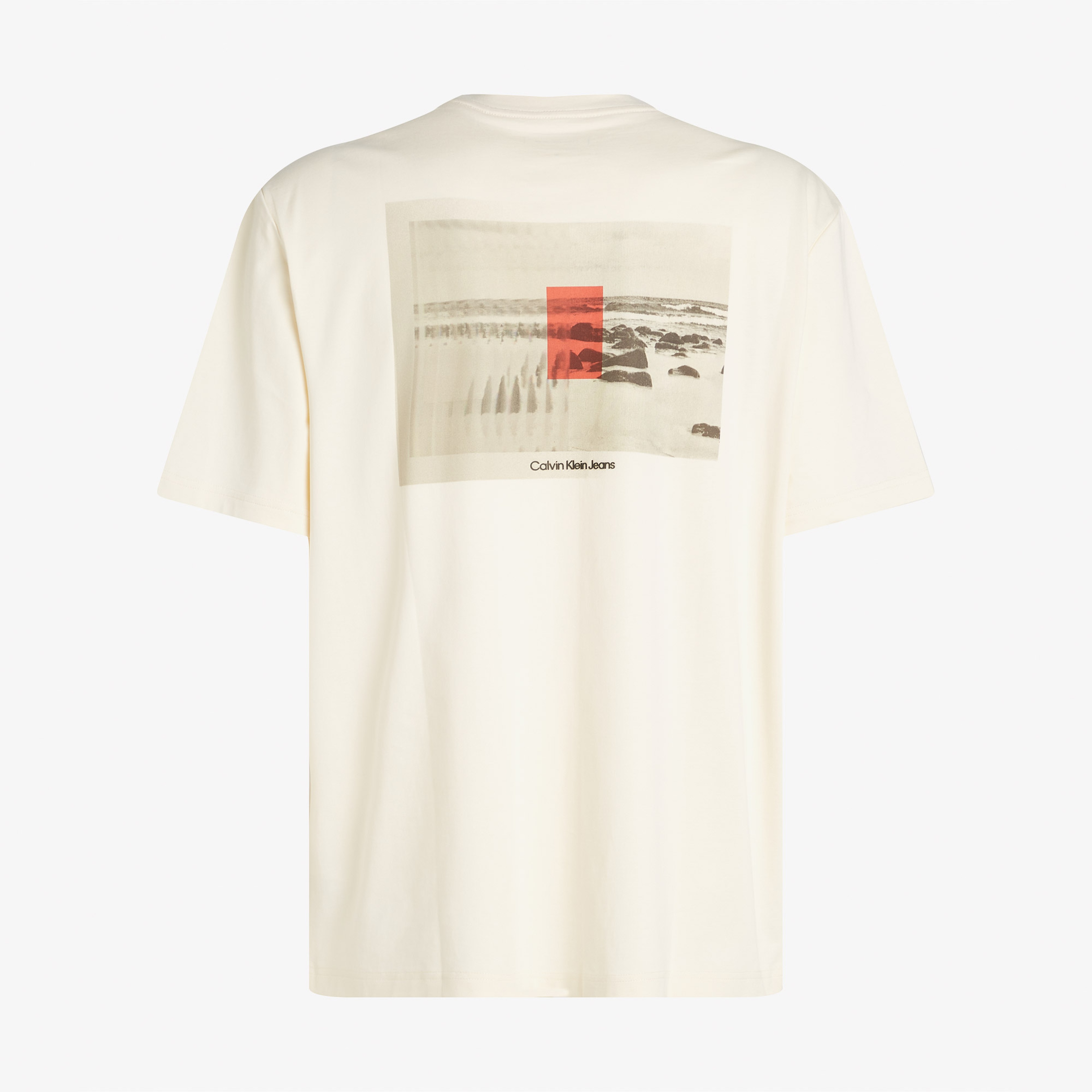 Calvin Klein Lenticular Shoreline Erkek Beyaz T-Shirt
