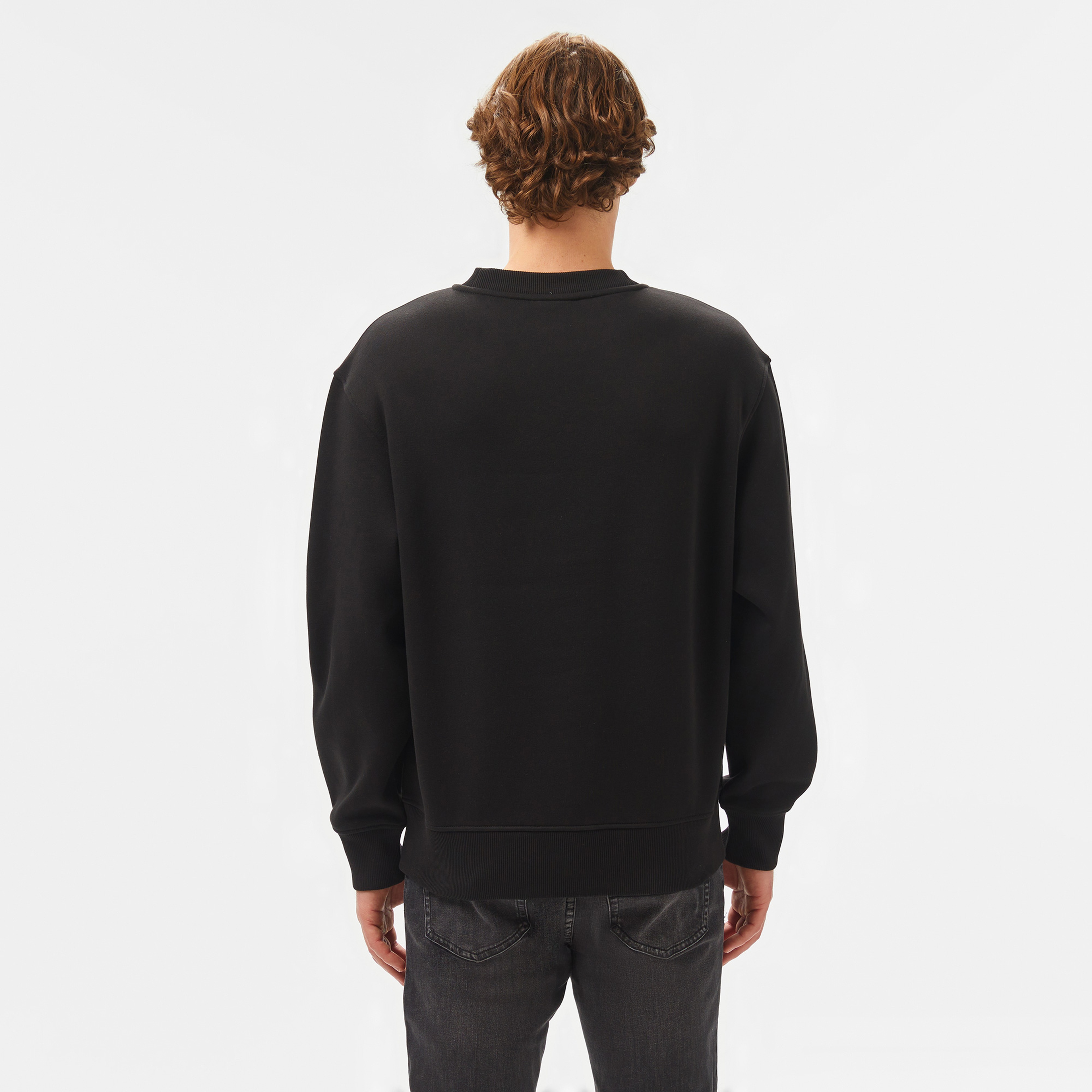 Calvin Klein Bristle Monologo Crew Ne Erkek Siyah Sweatshirt
