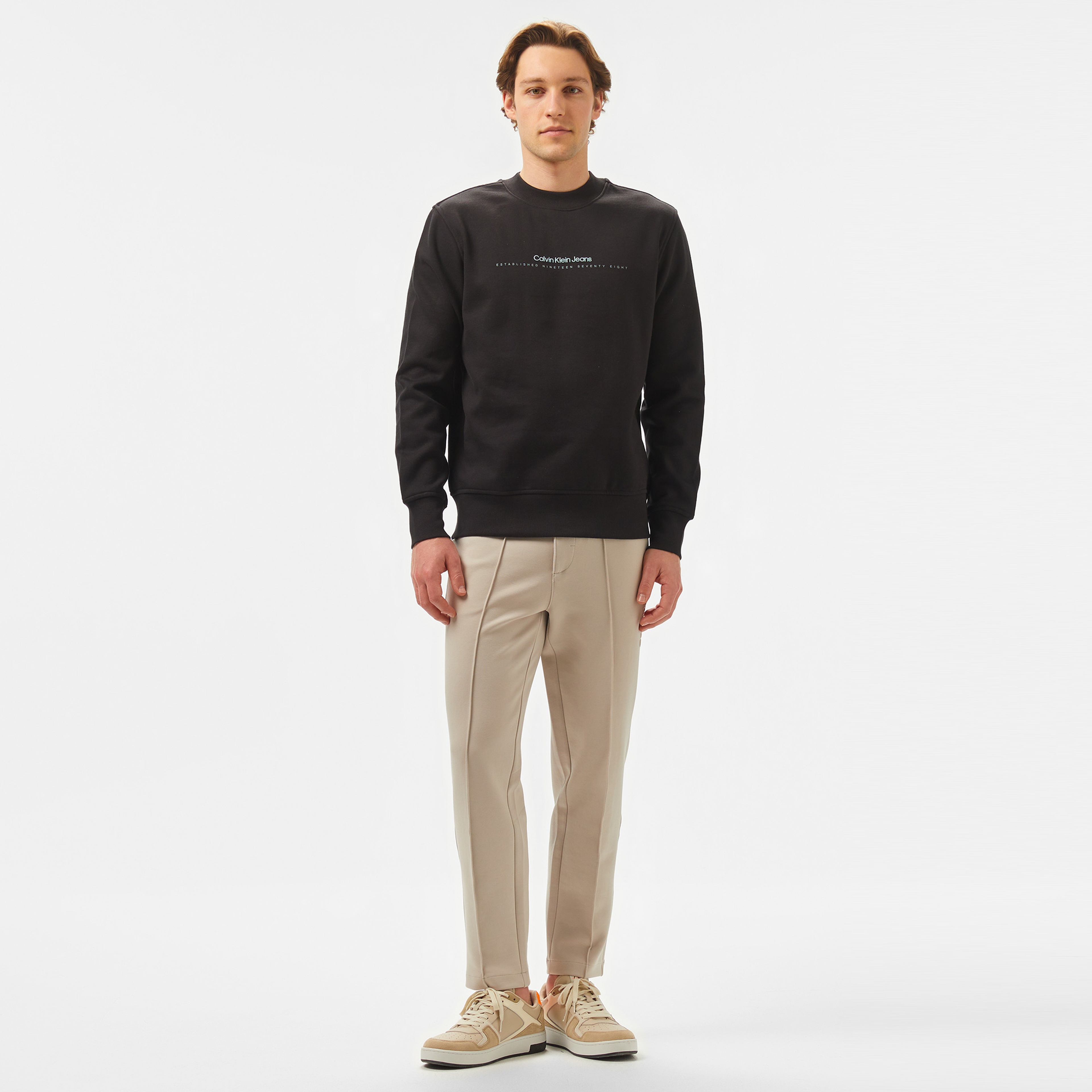 Calvin Klein Minimal Logo Crew Ne Erkek Siyah Sweatshirt