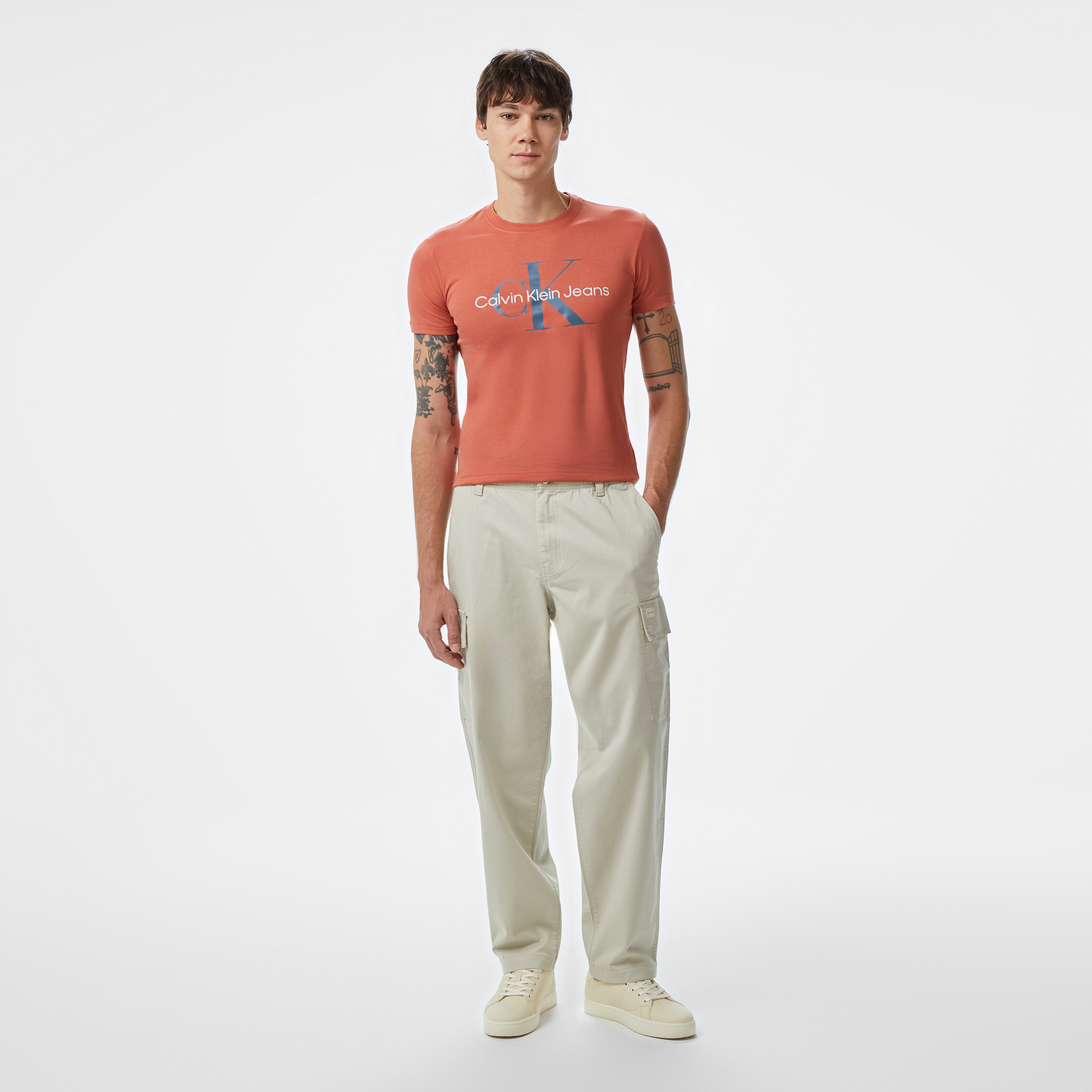 Calvin Klein Seasonal Monologo Tee Erkek Mavi T-Shirt