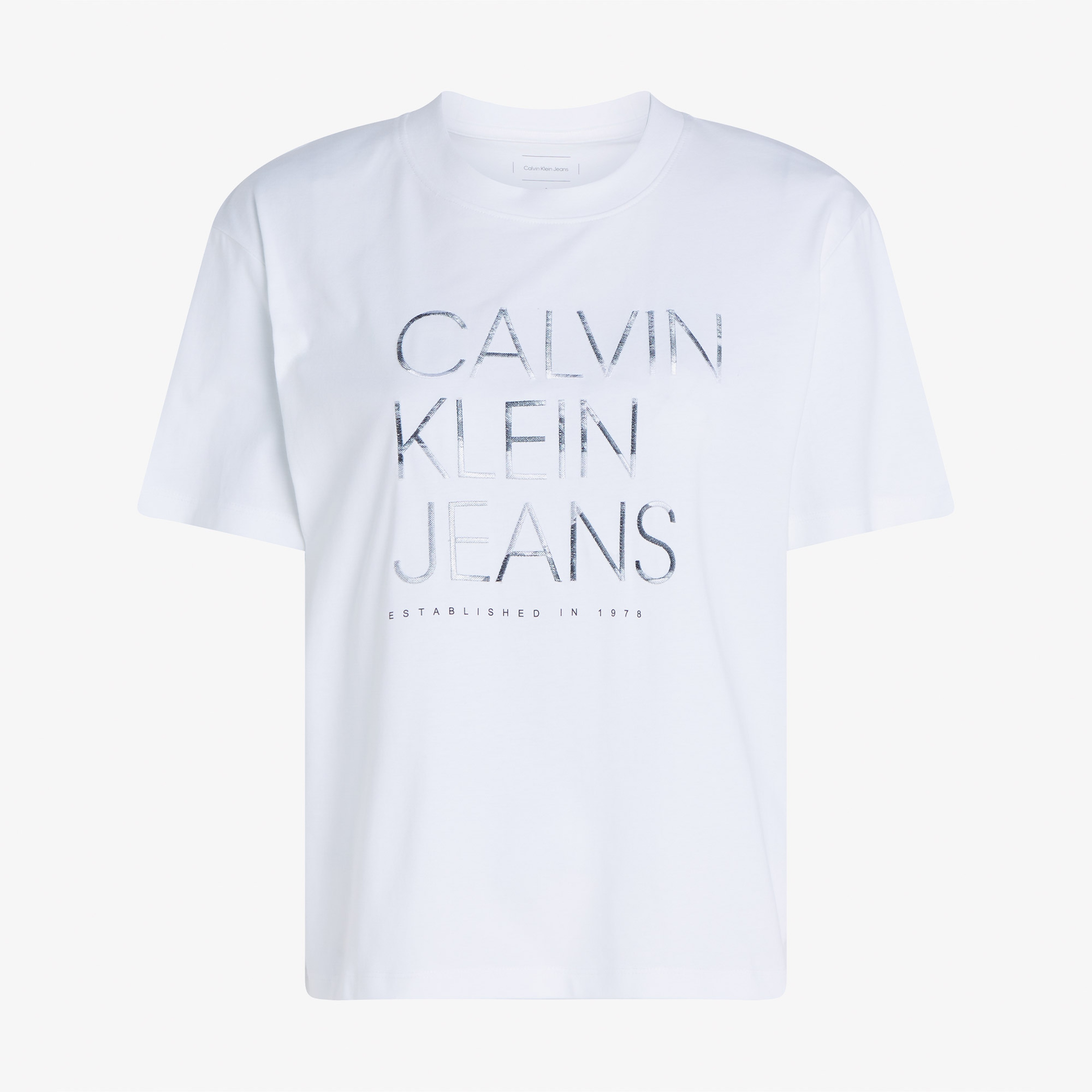 Calvin Klein Embroidered İnstitutional Kadın Beyaz T-Shirt