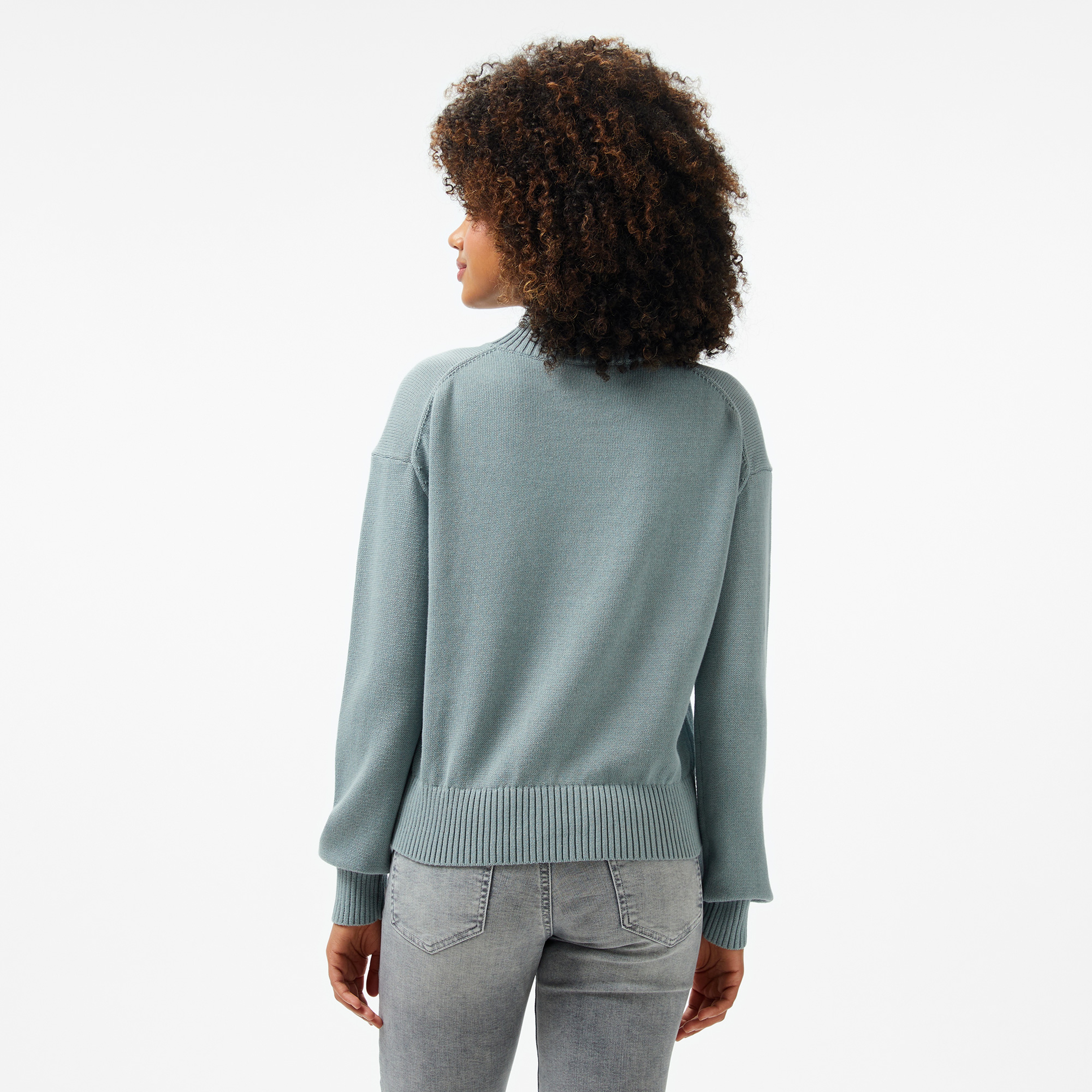 Calvin Klein Monogram Embro High Ne Sweater Kadın Mavi Triko