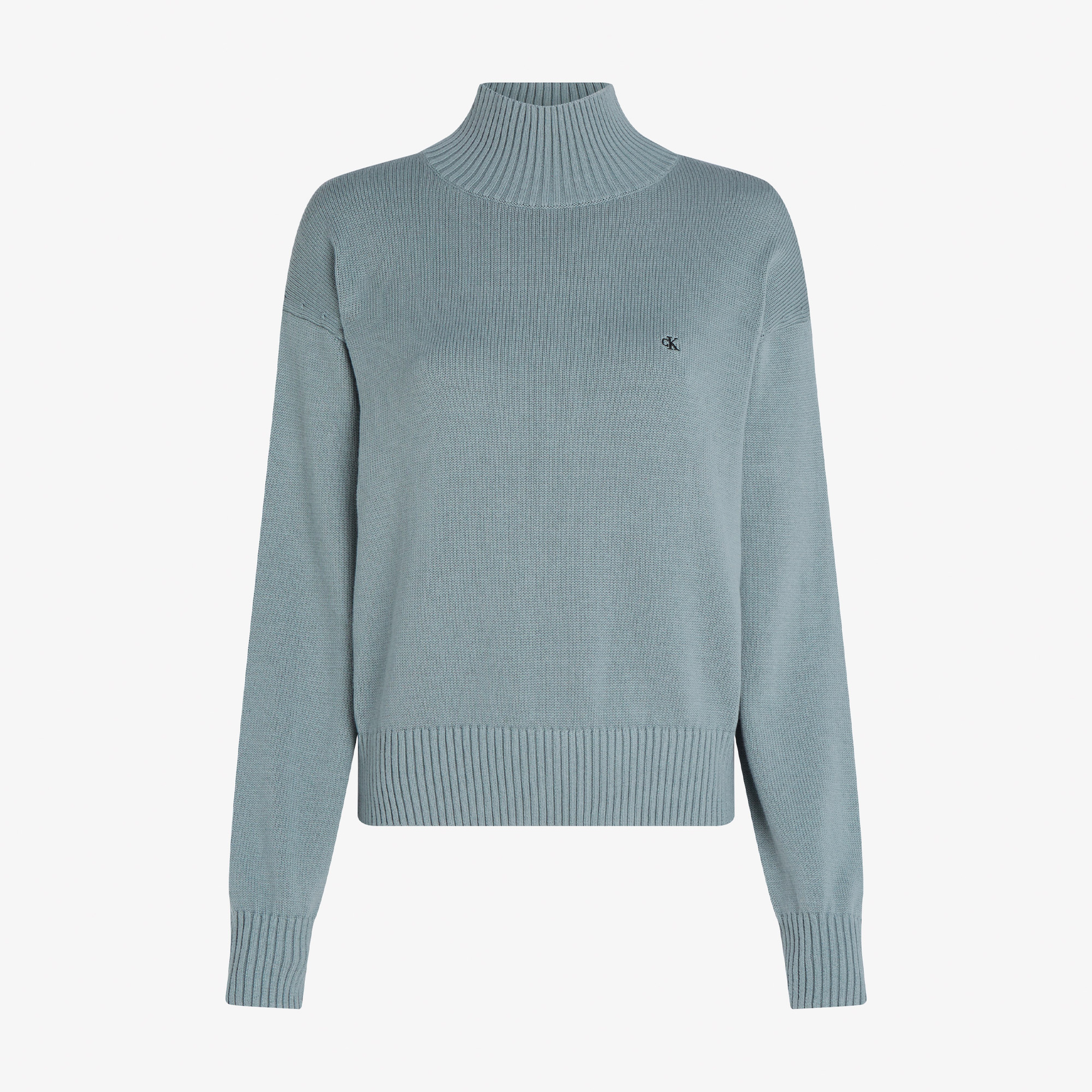 Calvin Klein Monogram Embro High Ne Sweater Kadın Mavi Triko