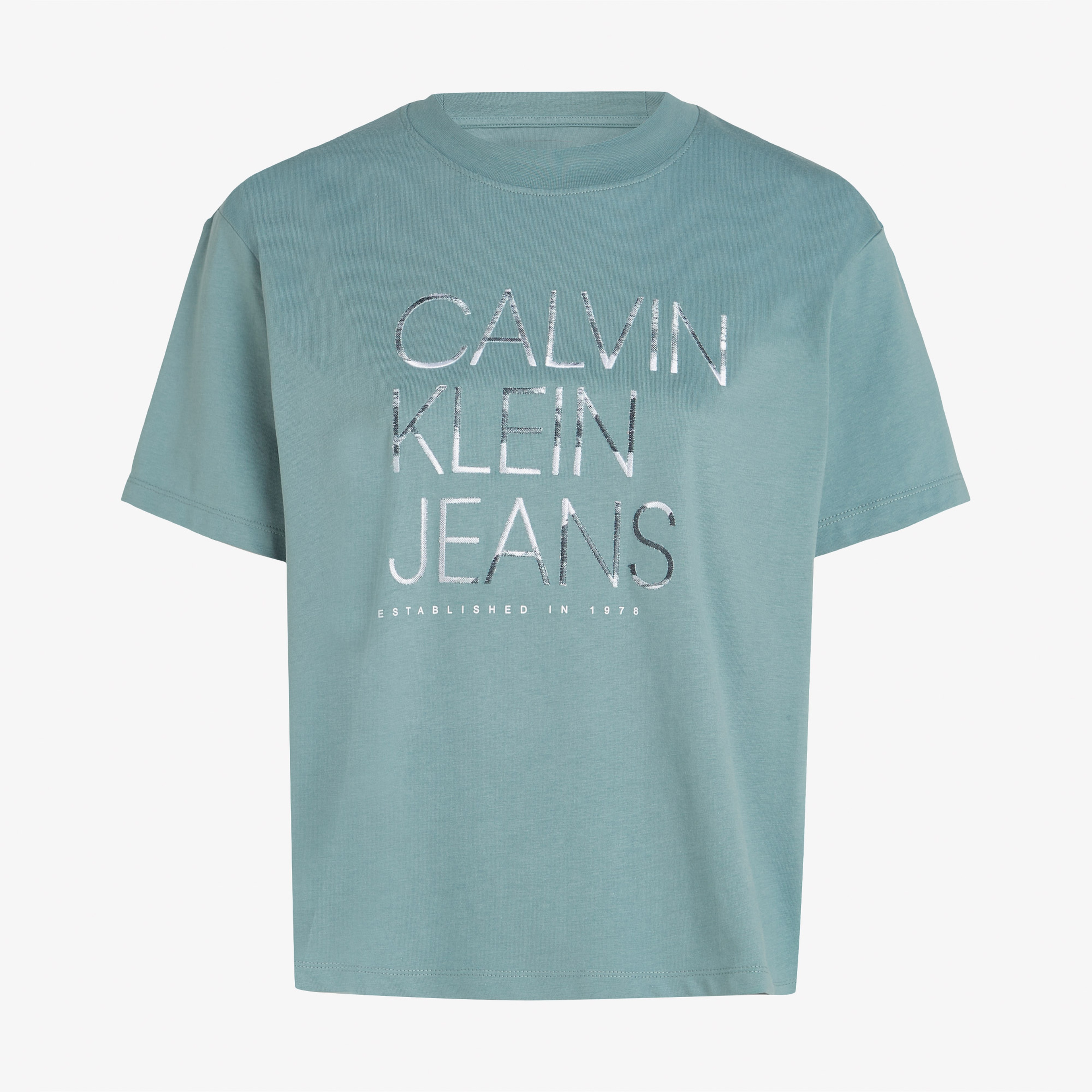 Calvin Klein Embroidered İnstitutional Kadın Gri T-Shirt